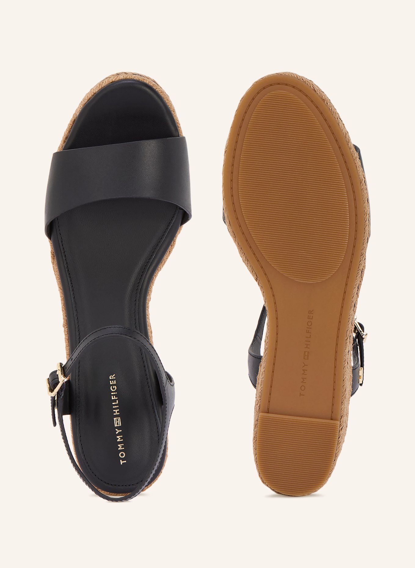 TOMMY HILFIGER Wedges: SCHWARZ / CAMEL