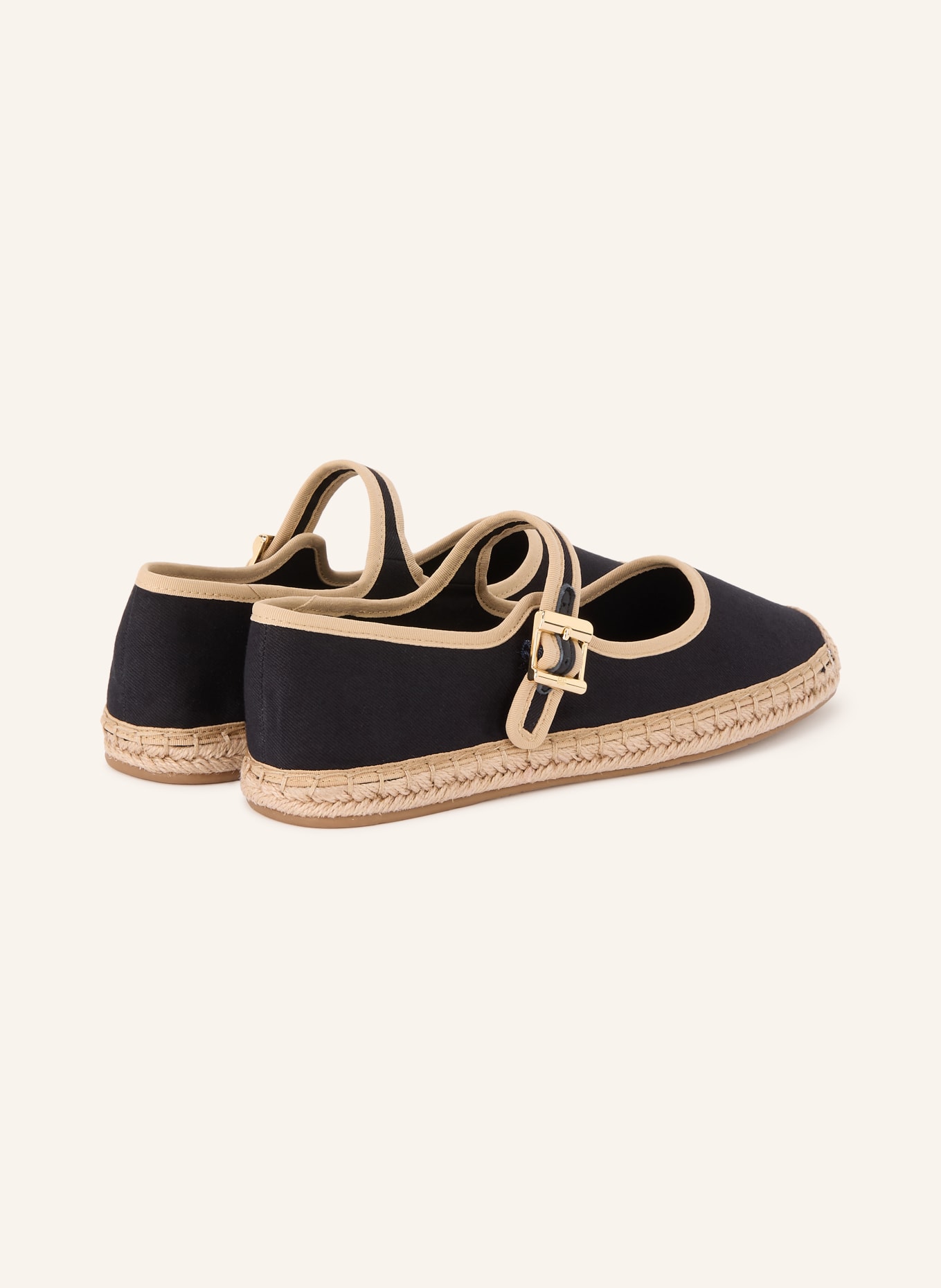 TOMMY HILFIGER Espadrilles: BLACK / GOLD / BEIGE