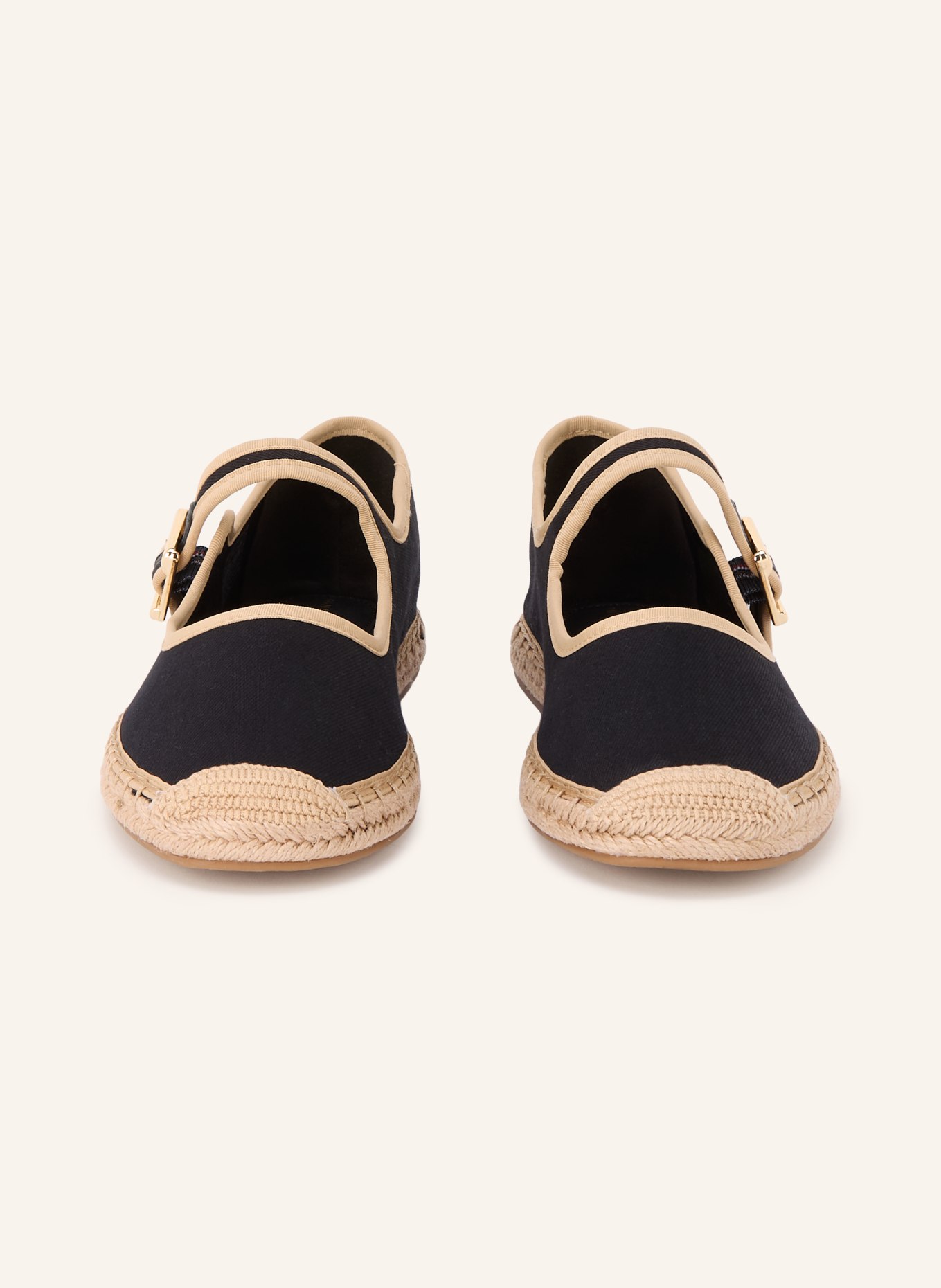 TOMMY HILFIGER Espadrilles: BLACK / GOLD / BEIGE