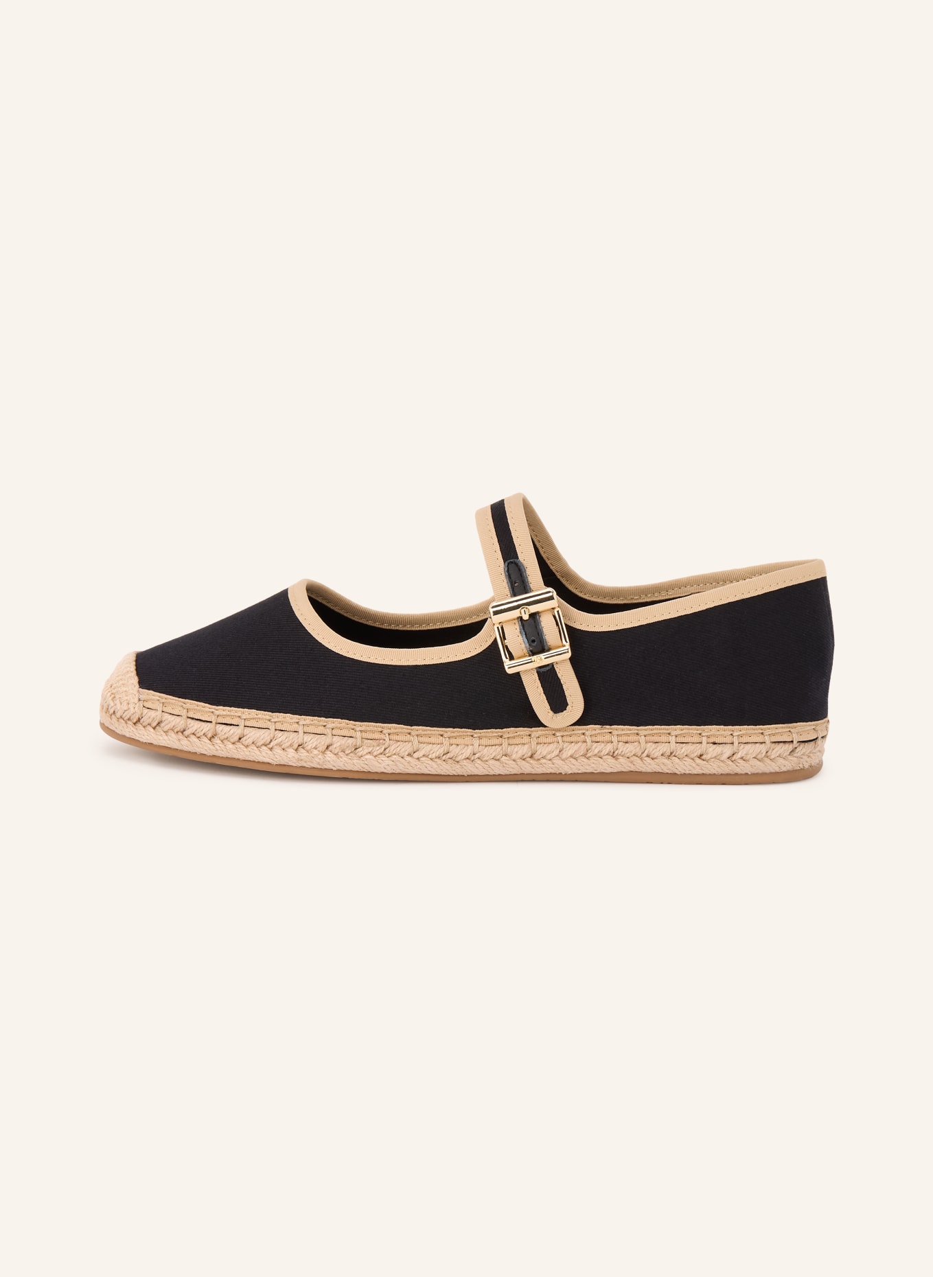 TOMMY HILFIGER Espadrilles: BLACK / GOLD / BEIGE