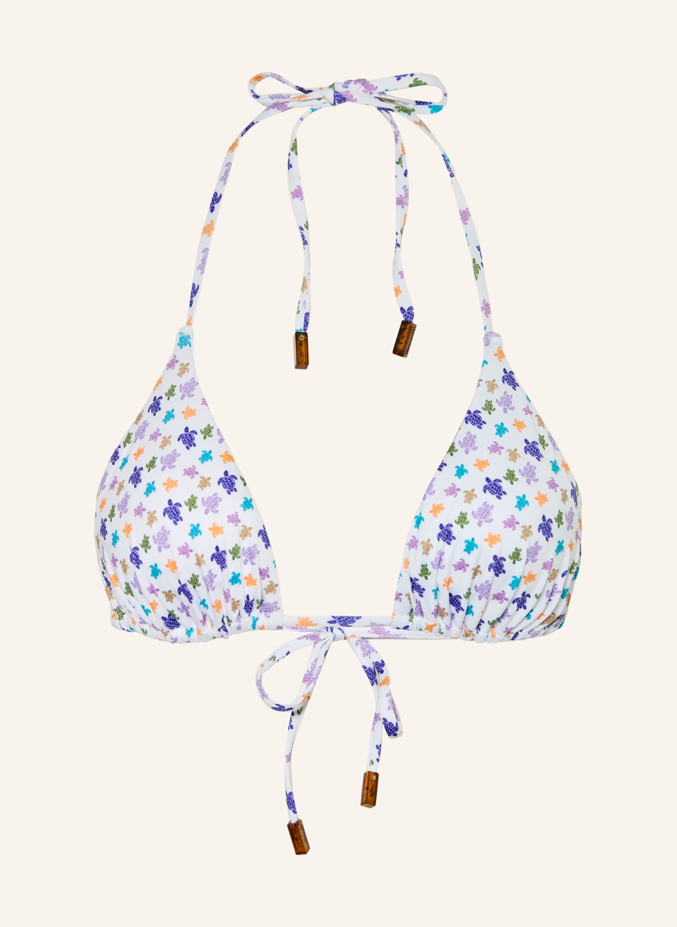 VILEBREQUIN Haut de bikini triangle MICRO FLEUR: BLANC / LILAS CLAIR / BLEU