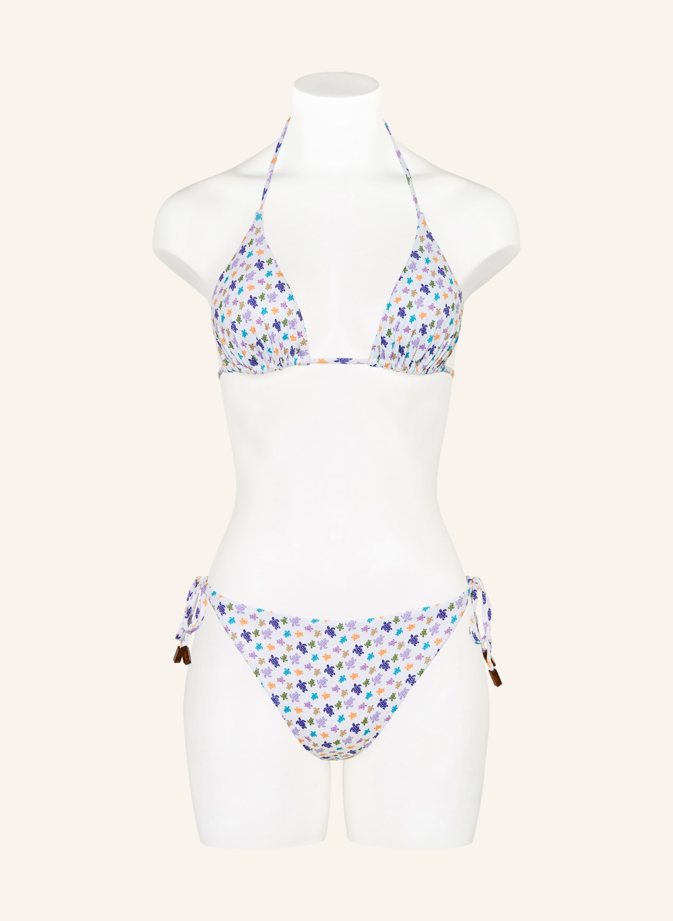 VILEBREQUIN Haut de bikini triangle MICRO FLEUR: BLANC / LILAS CLAIR / BLEU