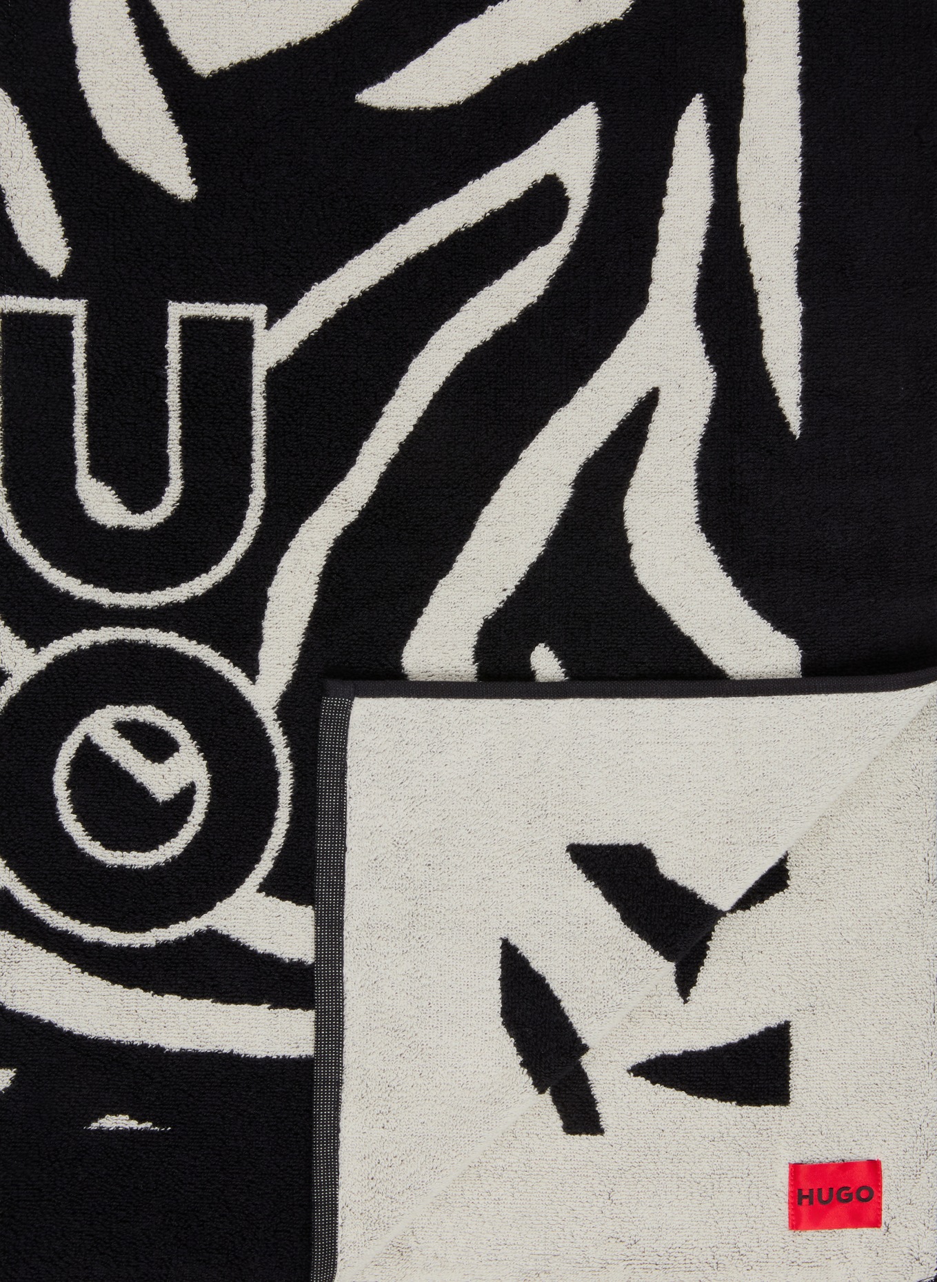 HUGO Ręcznik plażowy FANCY: CZARNY / ECRU