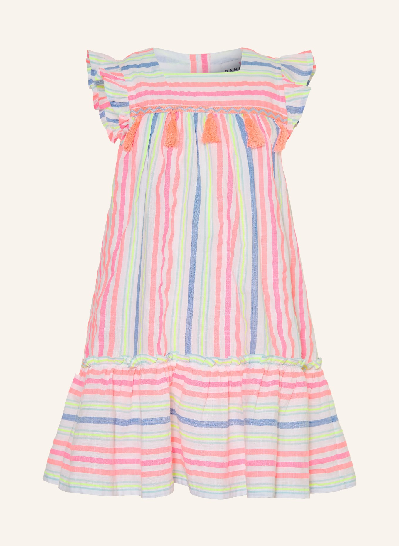 DANAMADE Kleid mit Volants: PINK / BLAU / WEISS