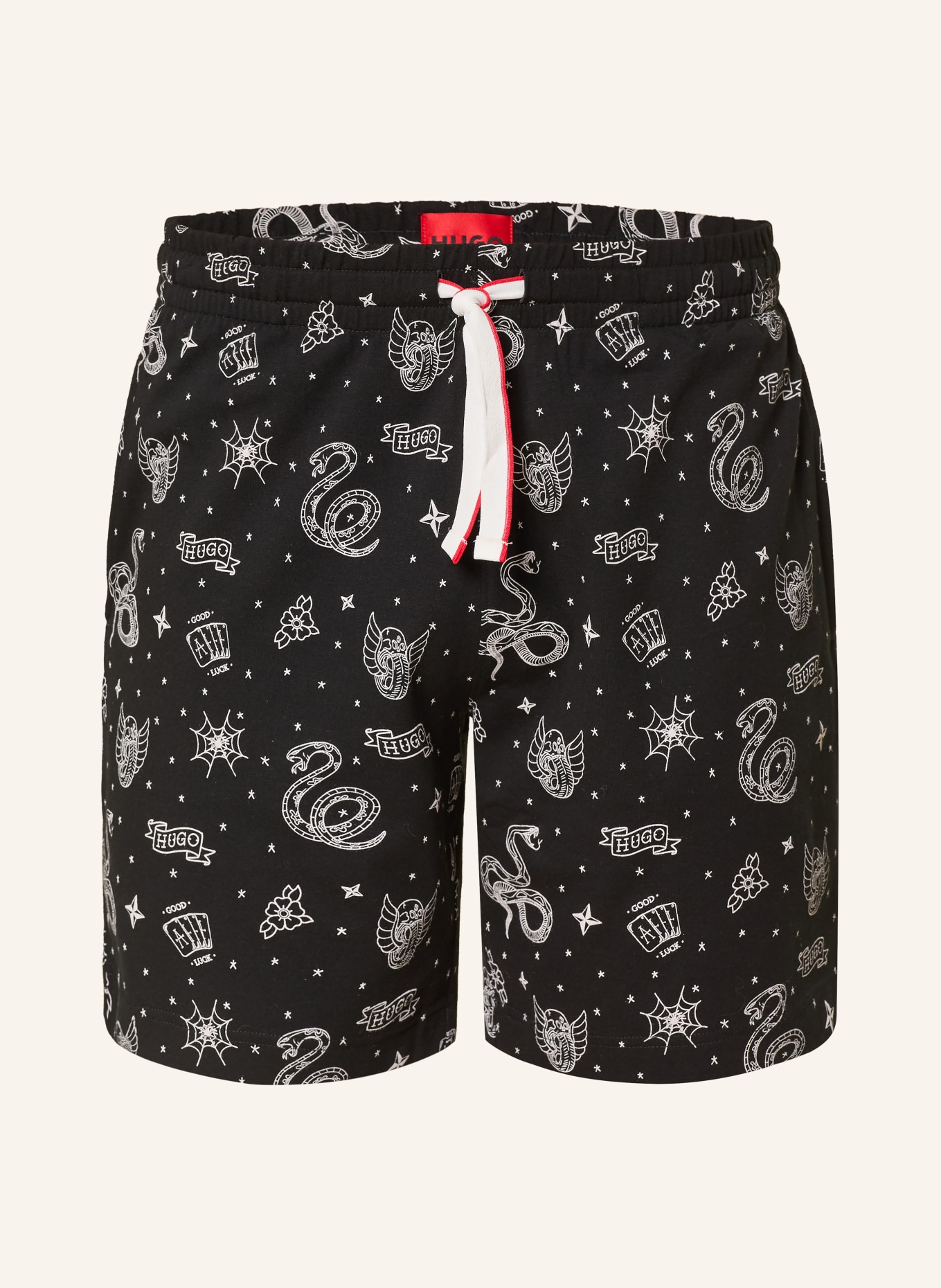 HUGO Spodenki do spania ROY: CZARNY / BIAŁY