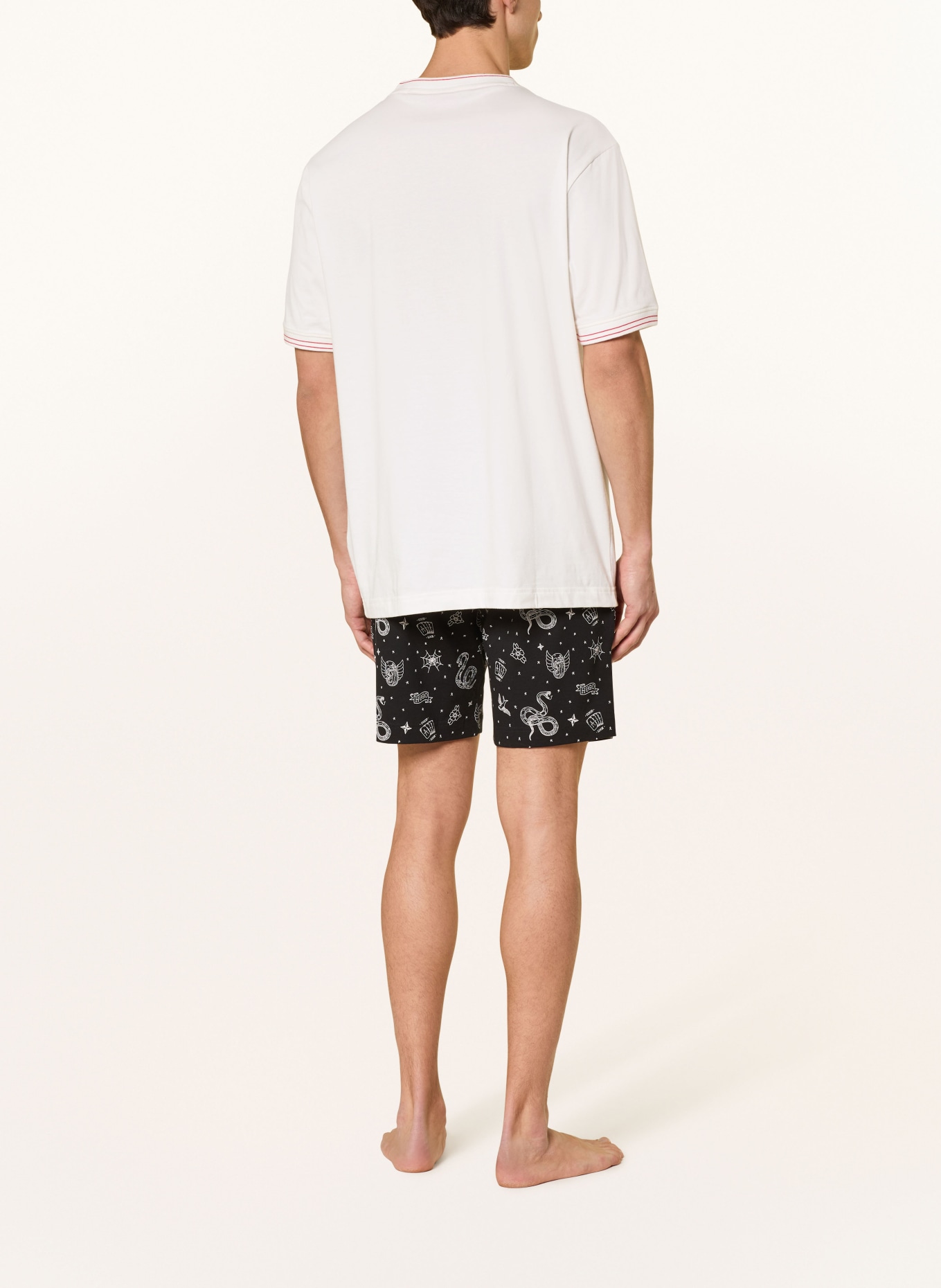 HUGO Schlafshirt ROY: WEISS / ROT