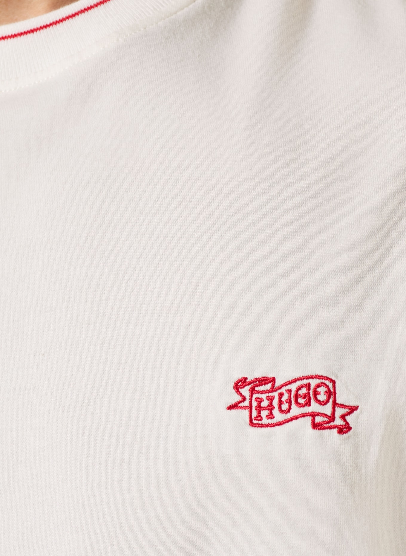 HUGO Schlafshirt ROY: WEISS / ROT