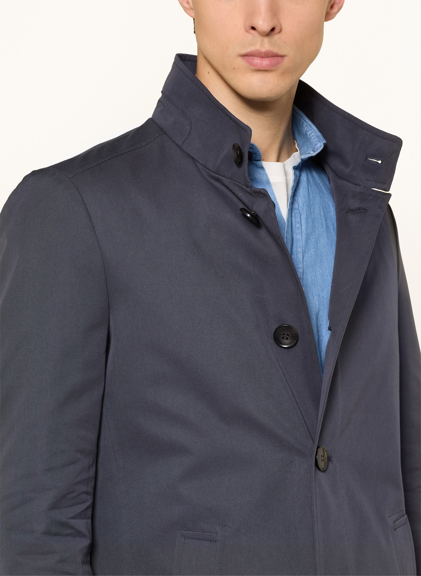 STROKESMAN'S Mantel FOREMAN mit herausnehmbarer Blende: DUNKELBLAU