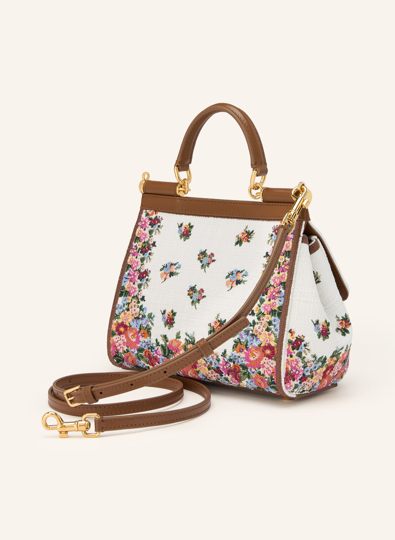 DOLCE & GABBANA Handtas SICILY MEDIUM: CRÈME / GOUD / BRUIN
