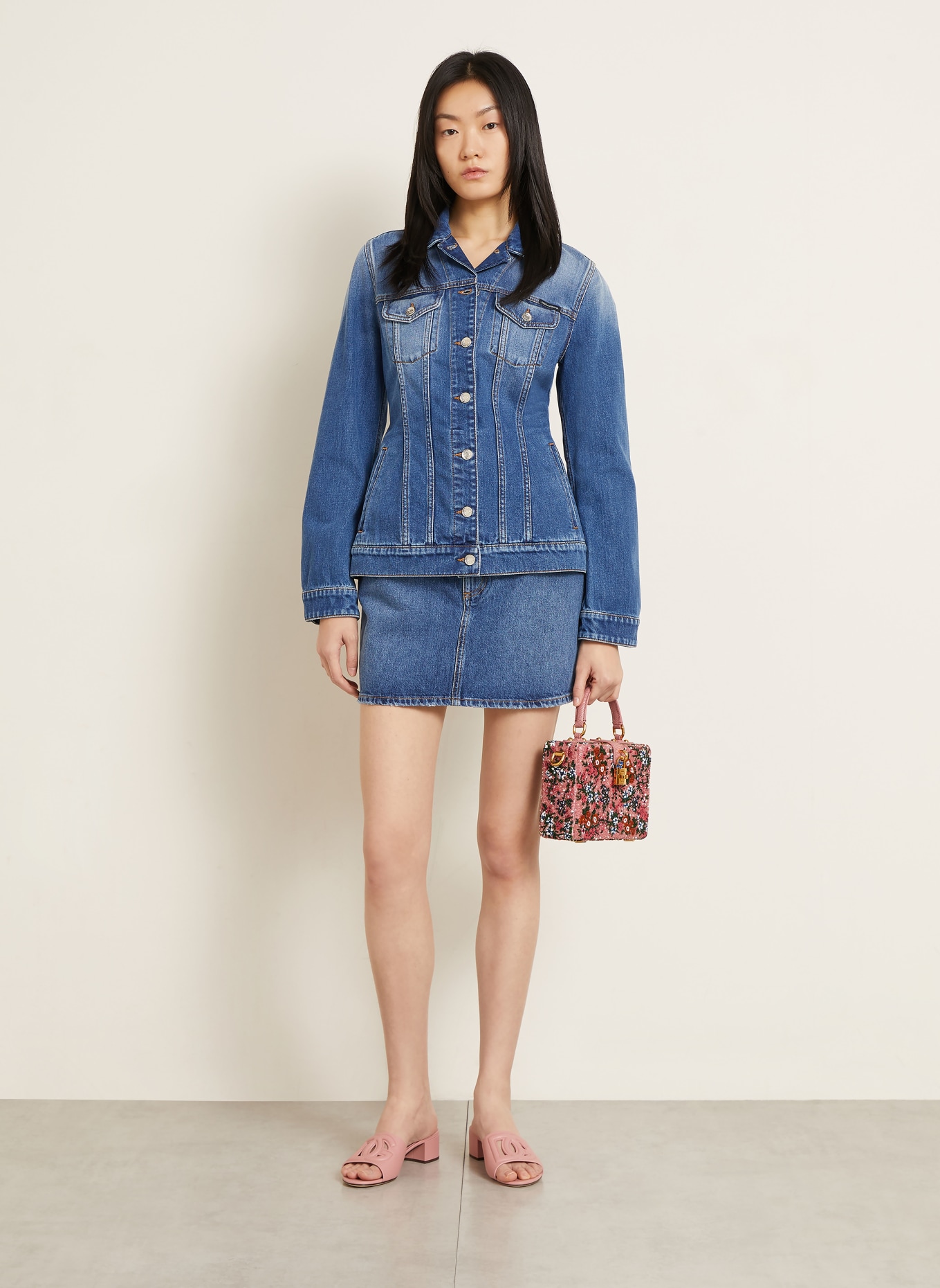 DOLCE & GABBANA Handtas met pailletten: ROZE / DONKERORANJE / DONKERGROEN