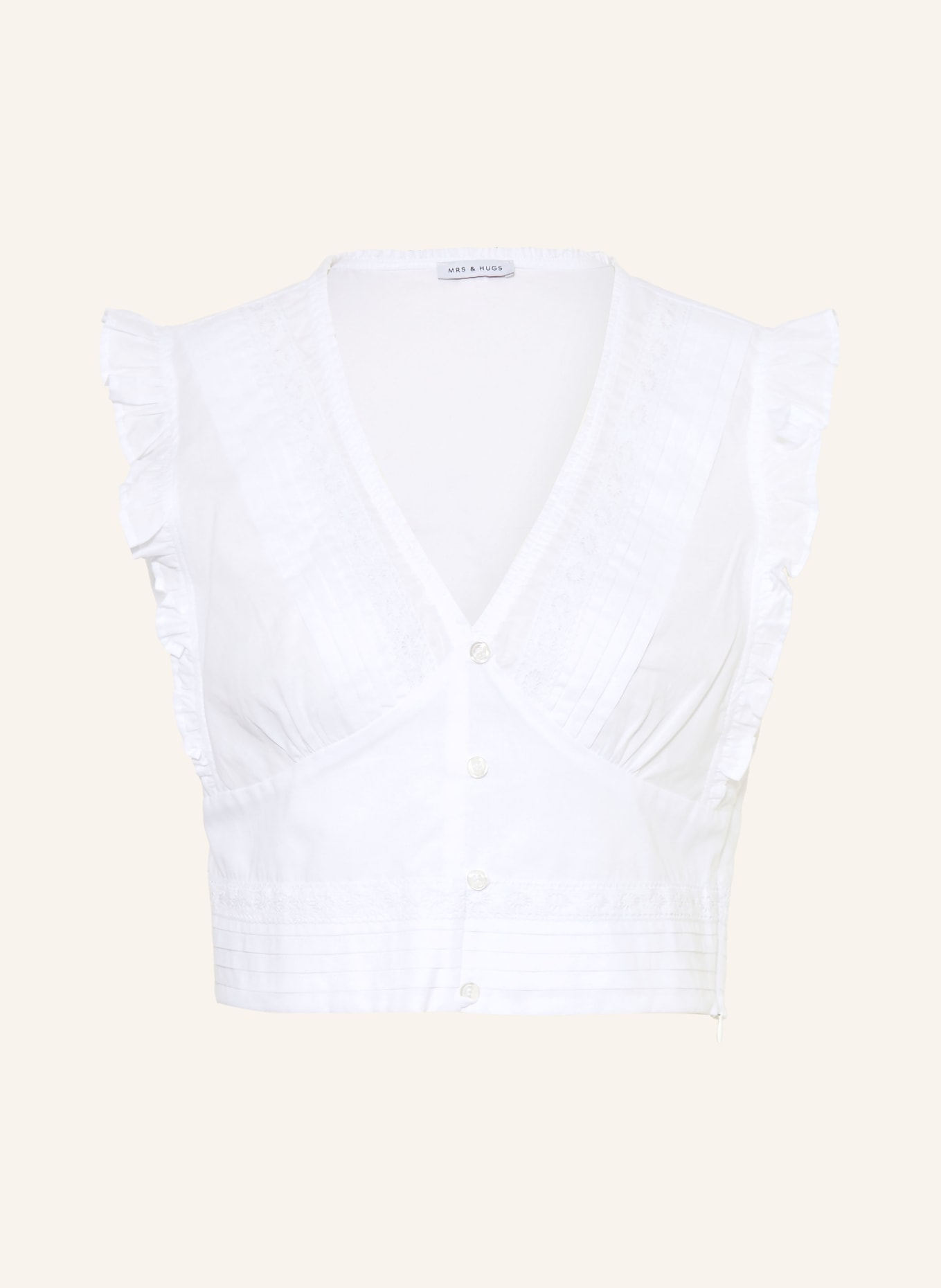 MRS & HUGS Blusentop mit Spitze und Rüschen: WEISS