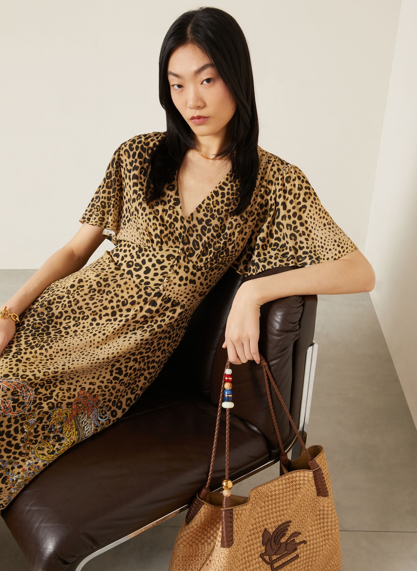 ETRO dress: CAMEL / DARK BROWN