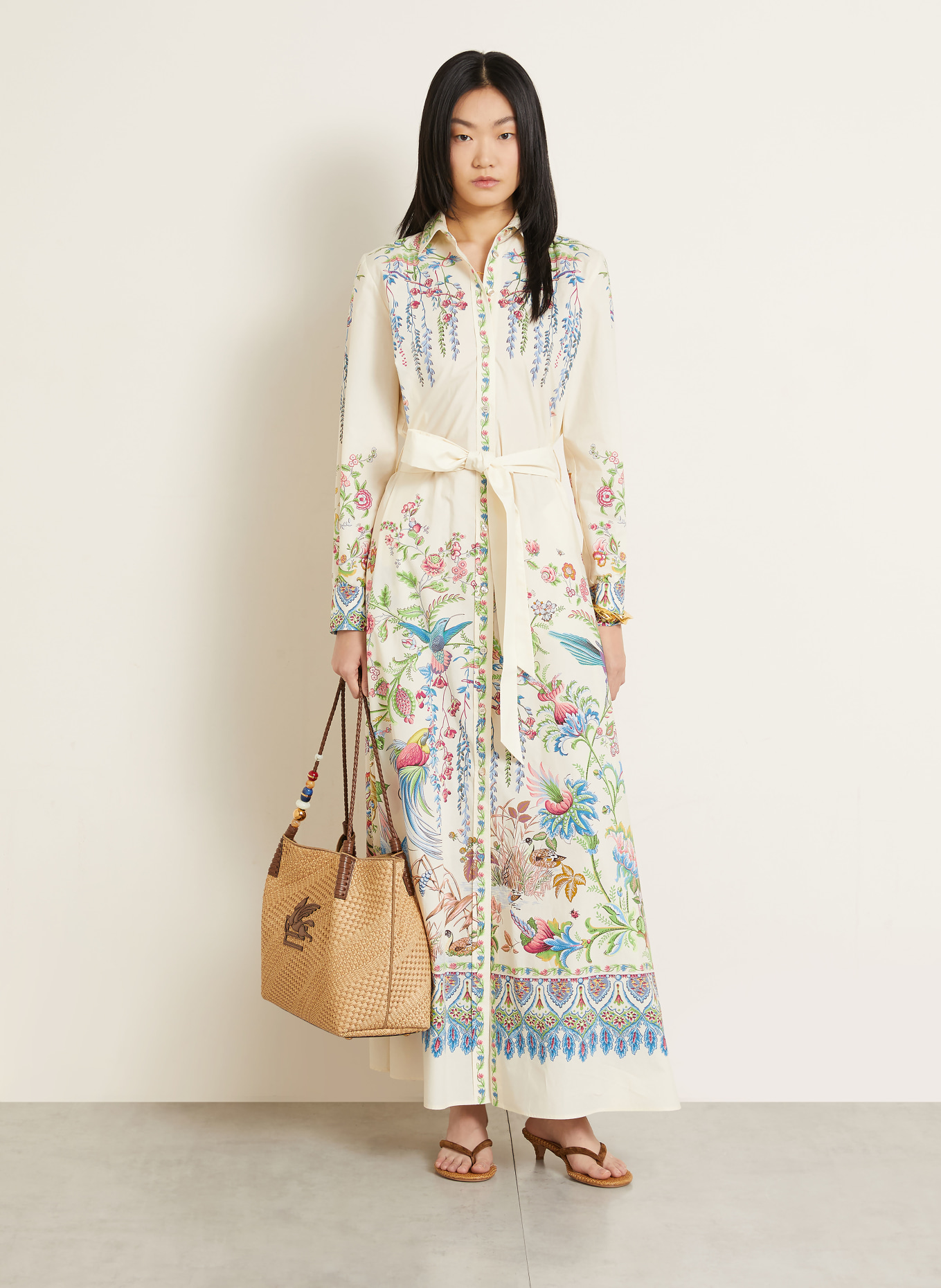 ETRO Hemdblusenkleid: ECRU / ROSA / BLAU