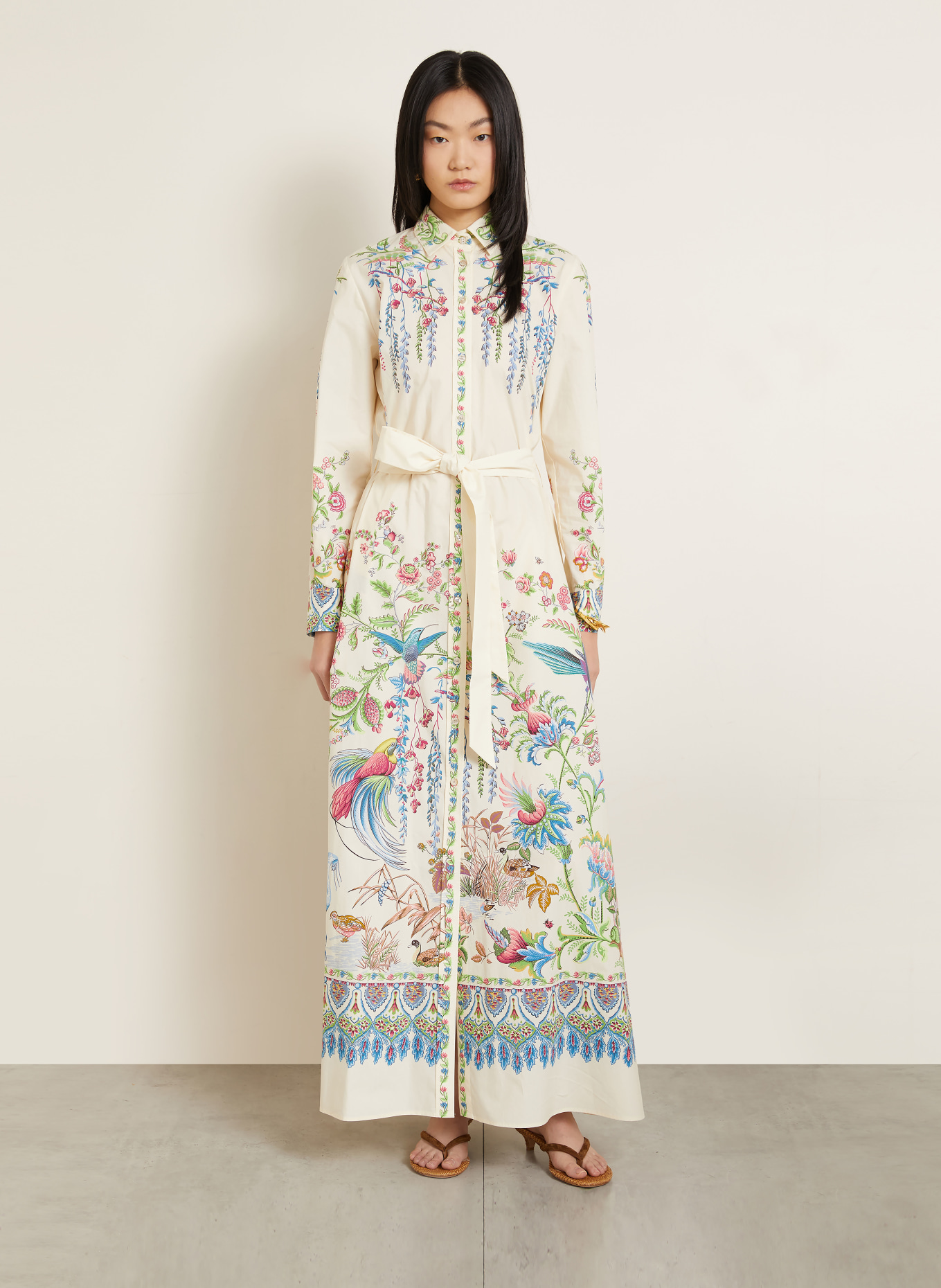 ETRO Hemdblusenkleid: ECRU / ROSA / BLAU