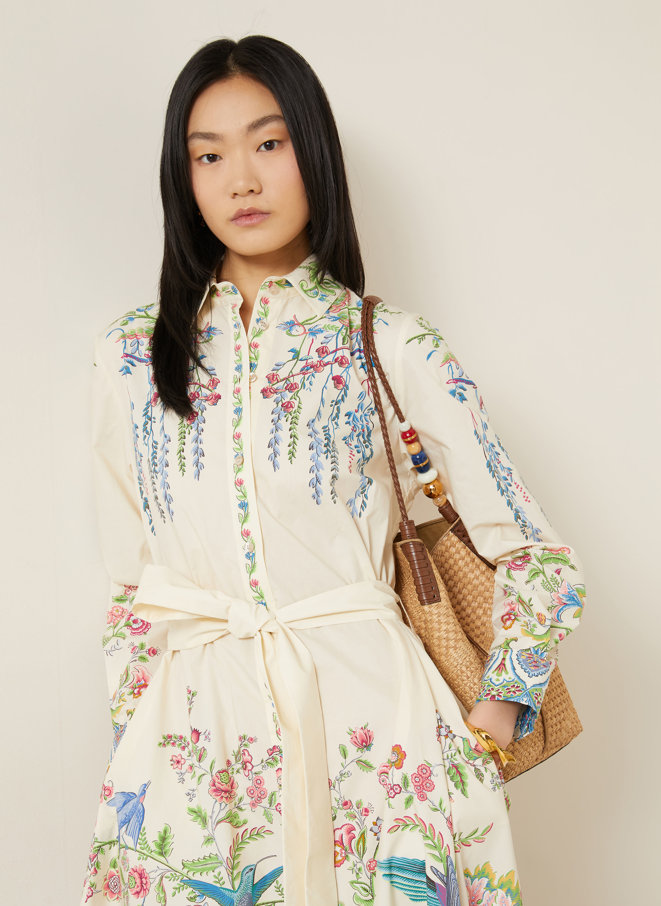 ETRO Hemdblusenkleid: ECRU / ROSA / BLAU