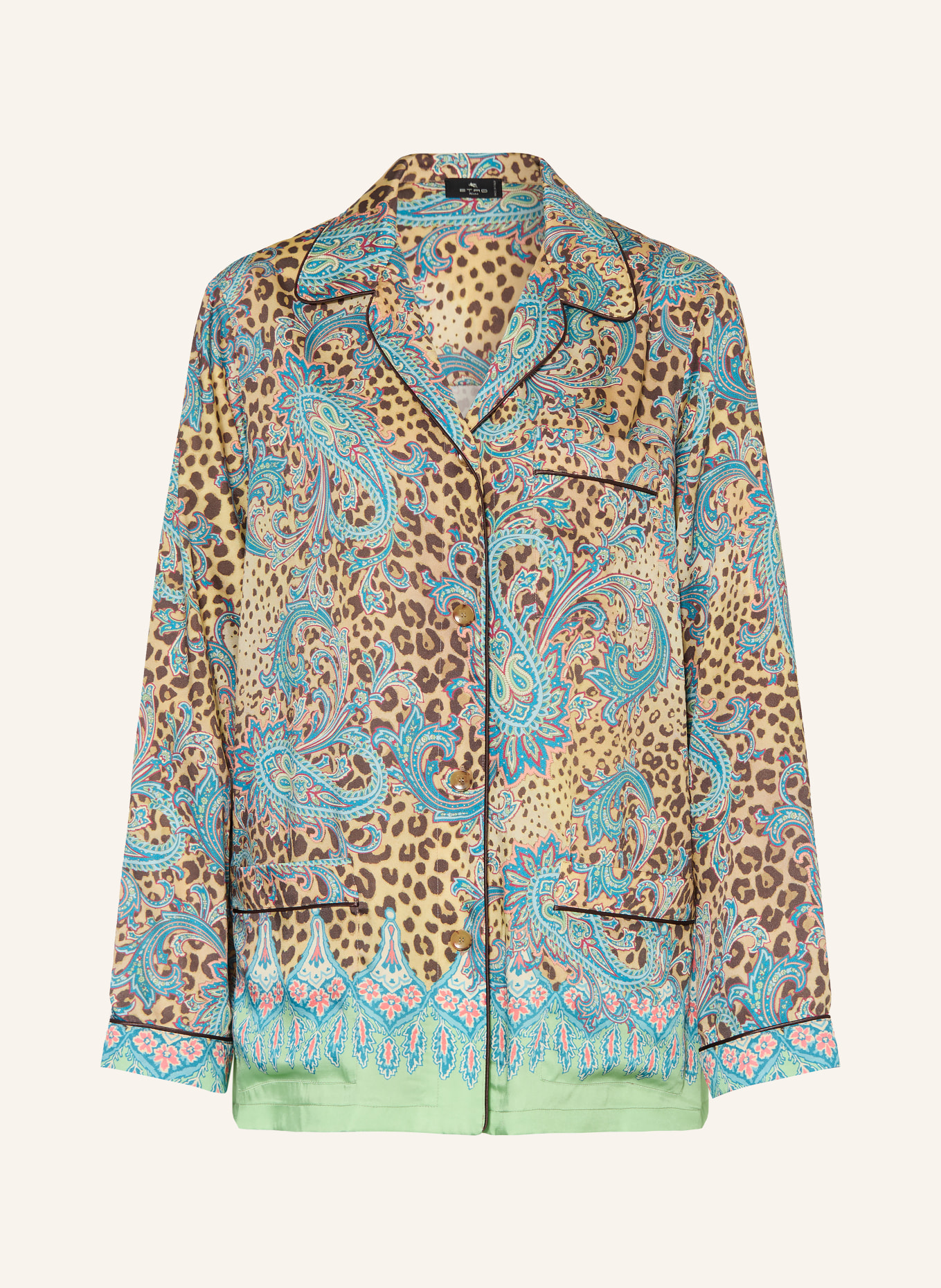 ETRO blouse: TURQUOISE / MARRON FONCÉ / BEIGE