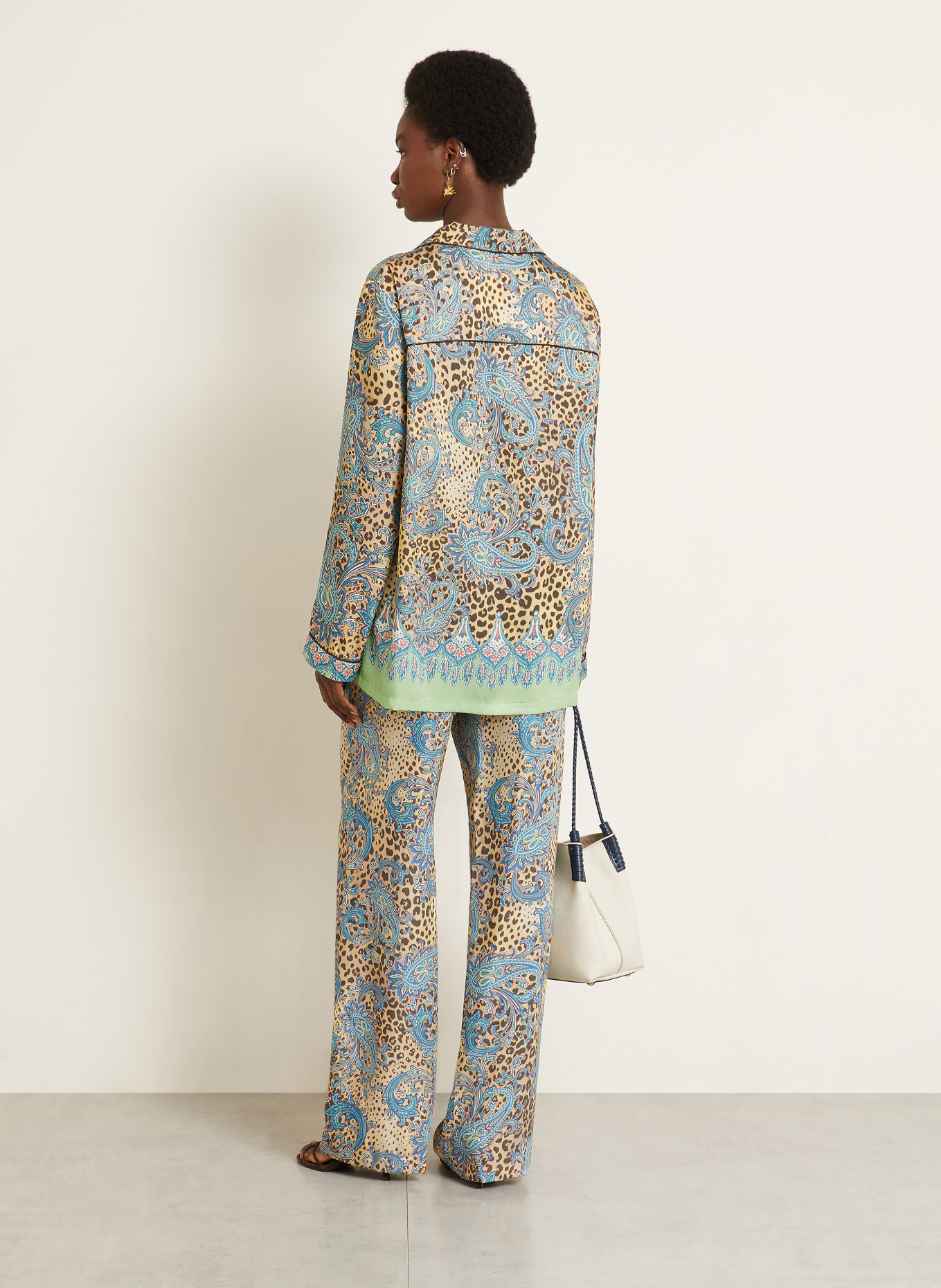 ETRO blouse: TURQUOISE / MARRON FONCÉ / BEIGE