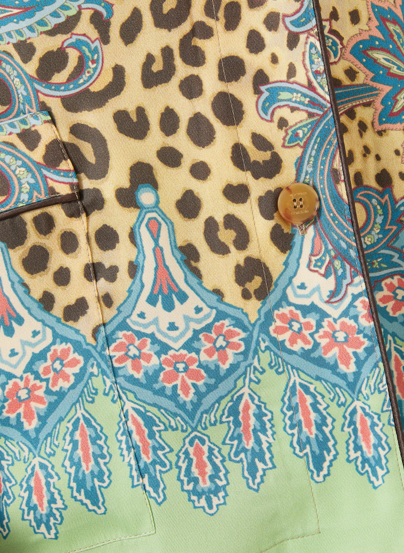 ETRO blouse: TURQUOISE / MARRON FONCÉ / BEIGE