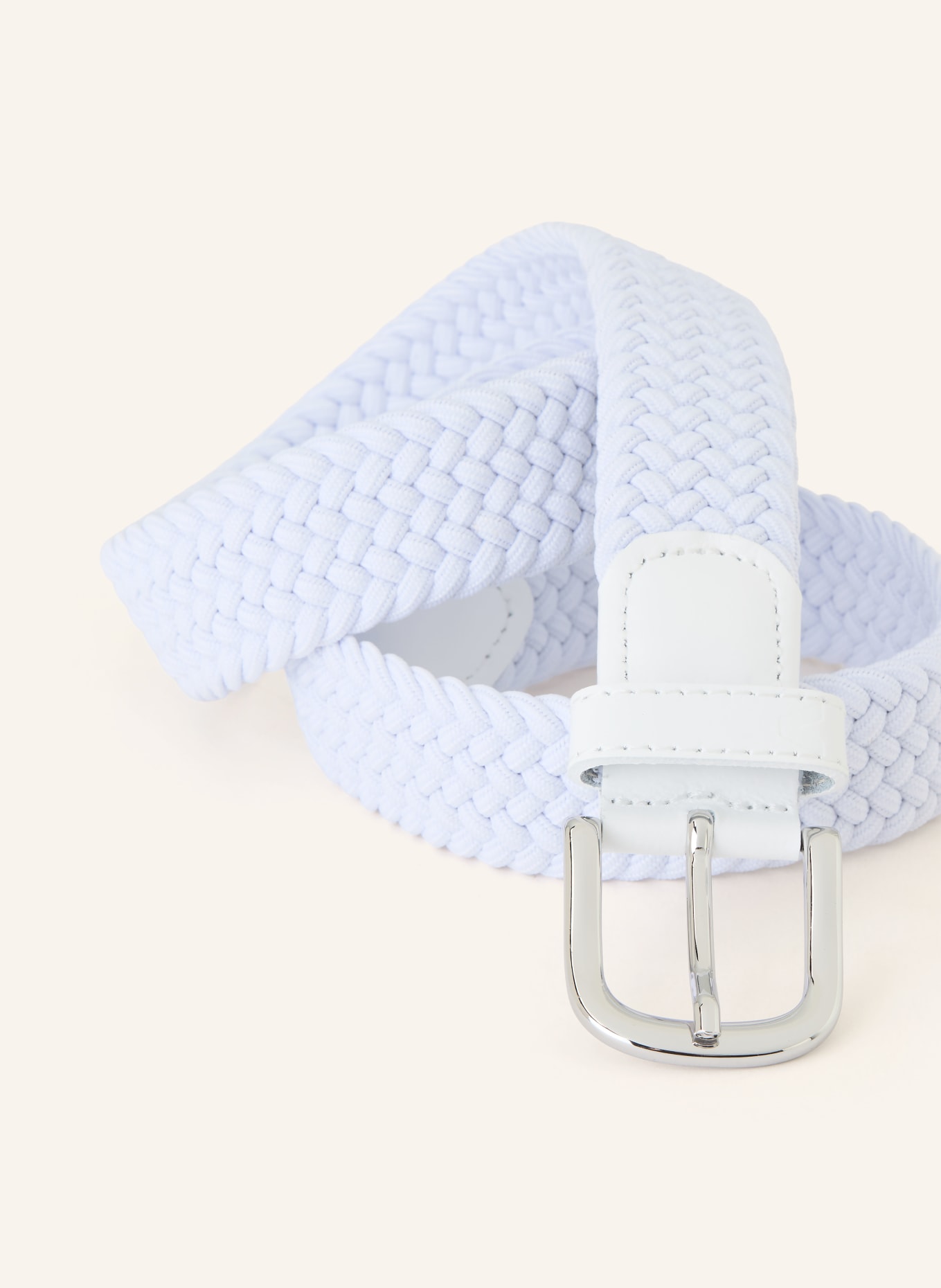 ALBERTO braided belt: WHITE / SILVER