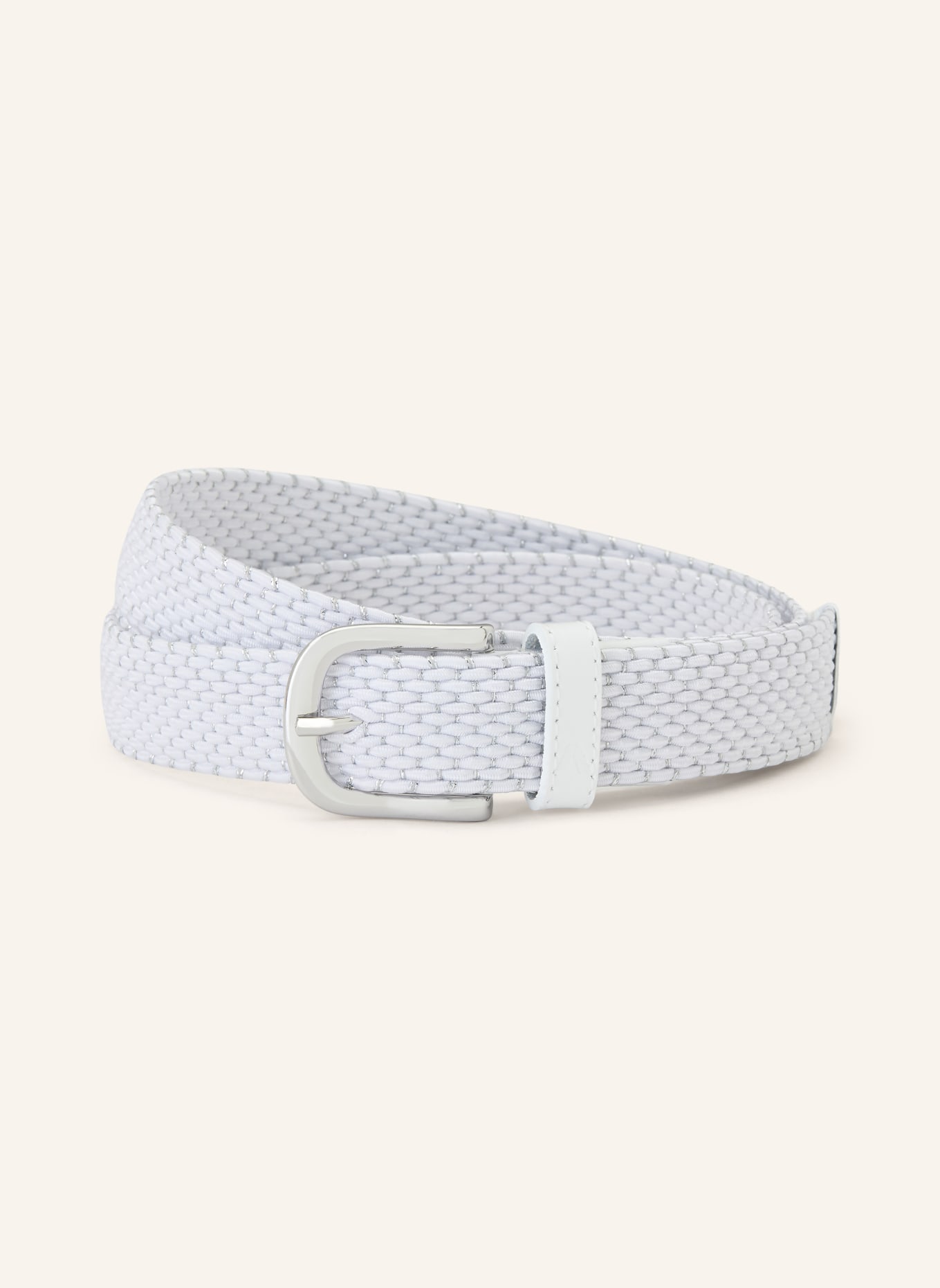 ALBERTO Braided belt with glitter thread: WHITE / SILVER