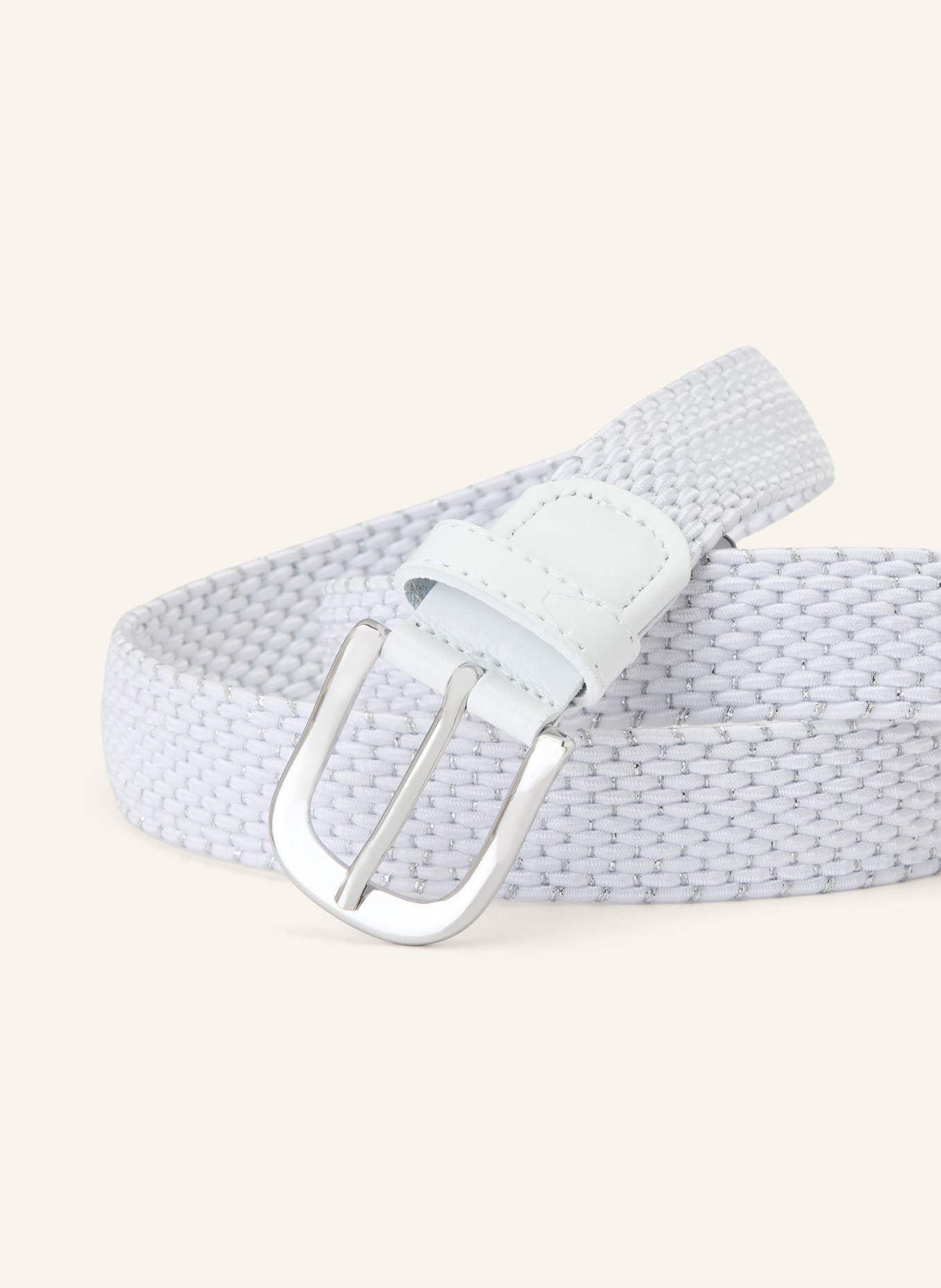 ALBERTO Braided belt with glitter thread: WHITE / SILVER