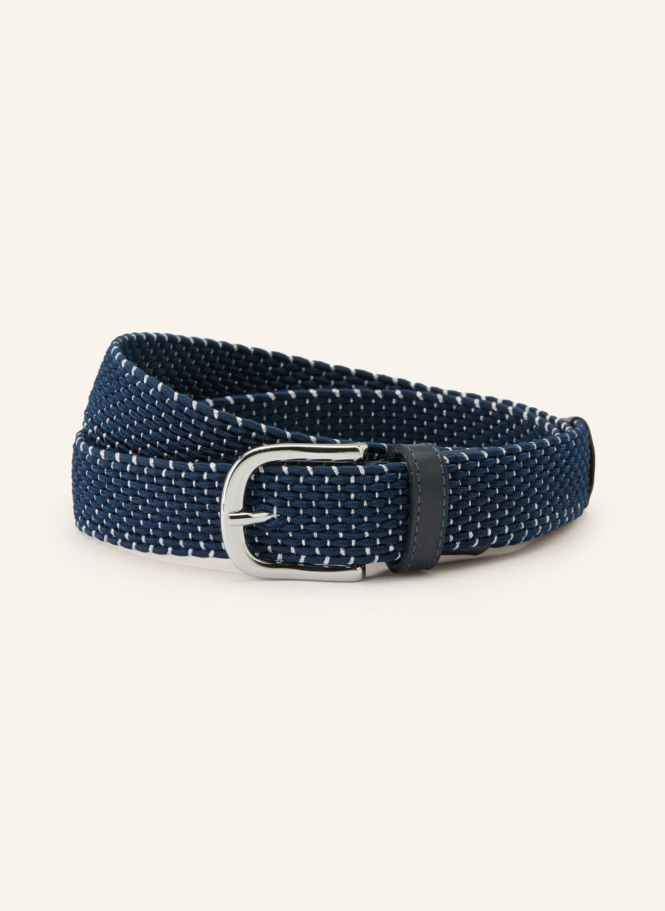 ALBERTO Braided belt with glitter thread: DARK BLUE / SILVER