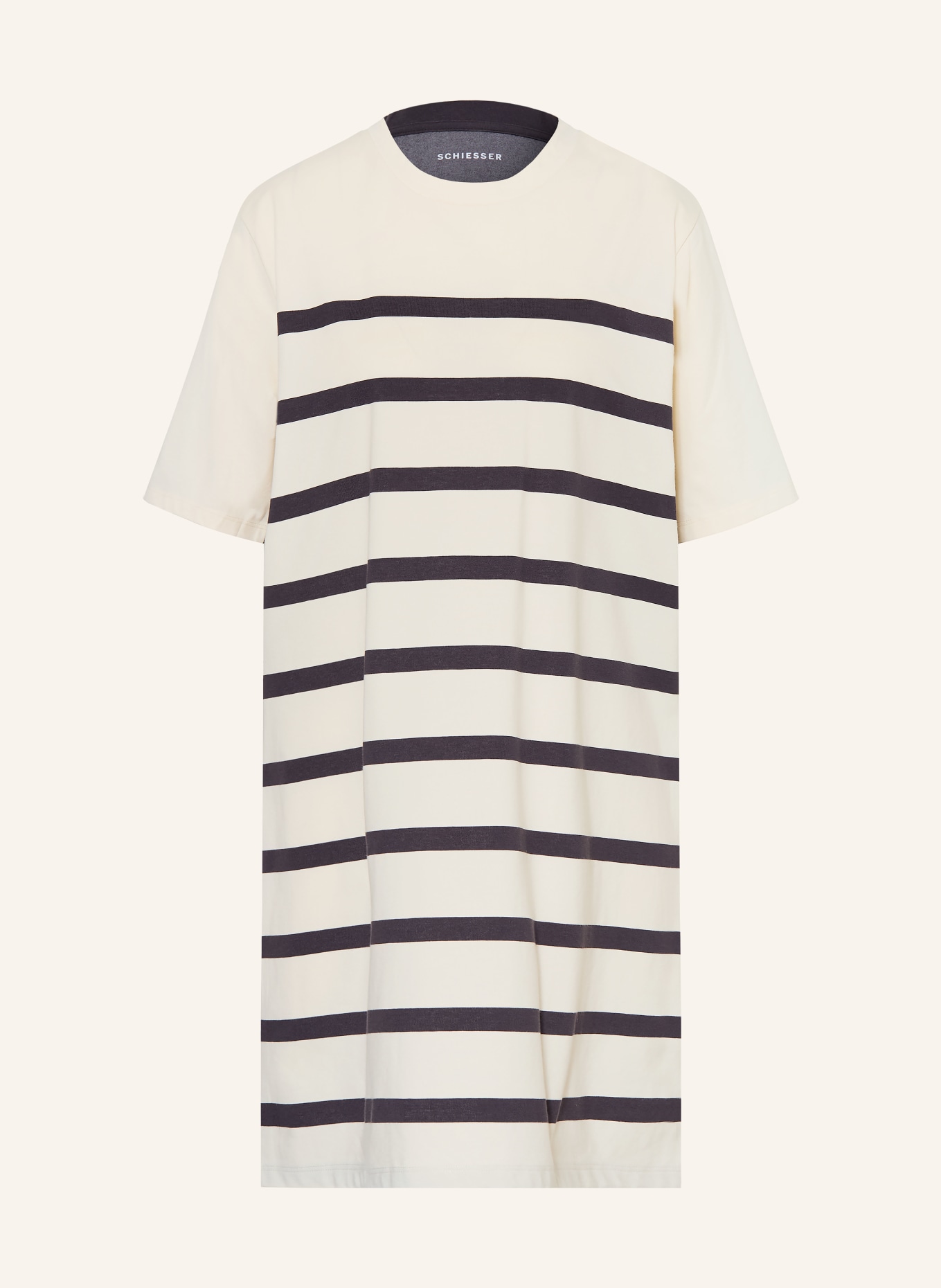 SCHIESSER Chemise de nuit CASUAL NIGHTWEAR: CRÈME / GRIS FONCÉ