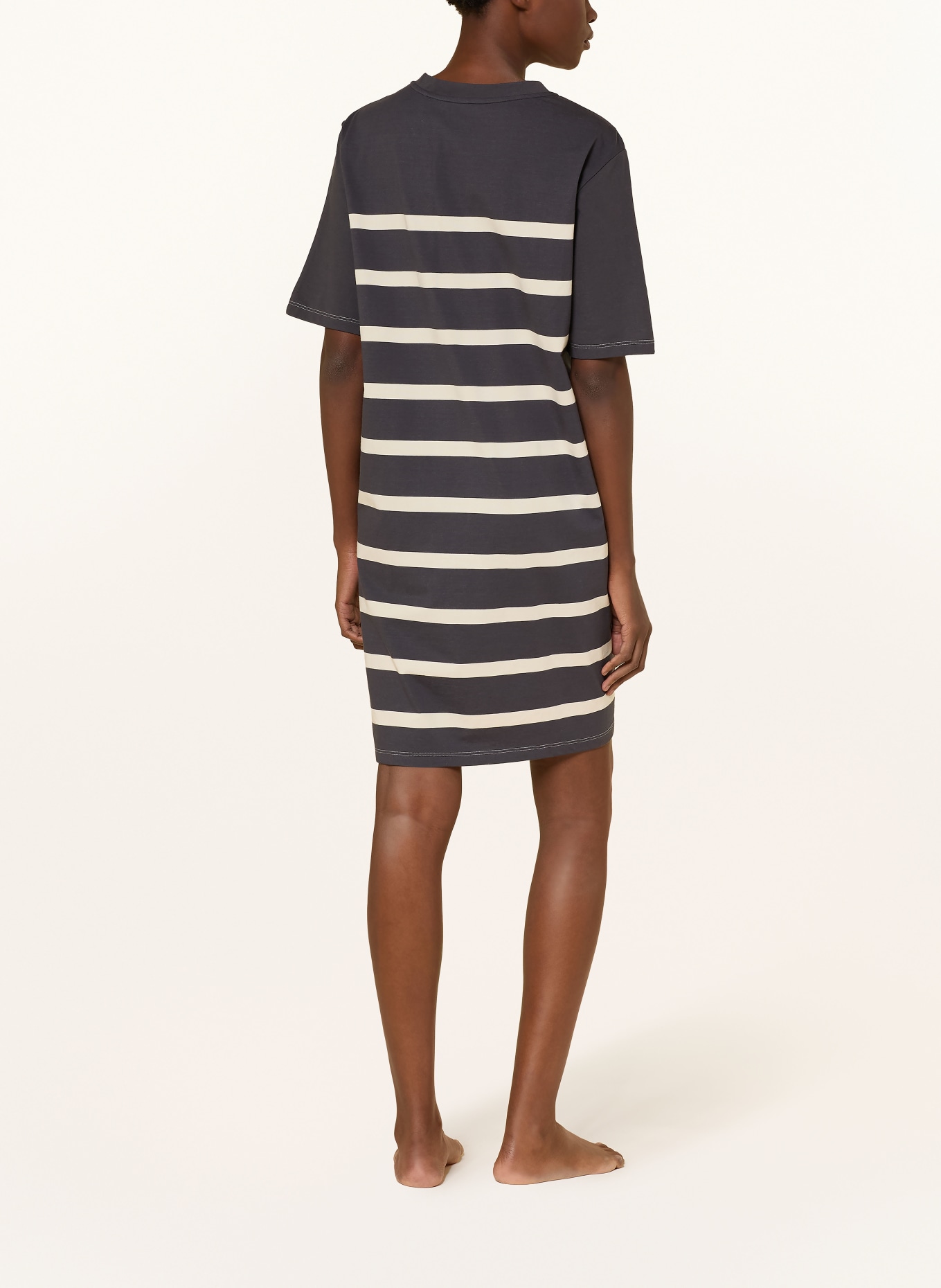 SCHIESSER Chemise de nuit CASUAL NIGHTWEAR: CRÈME / GRIS FONCÉ