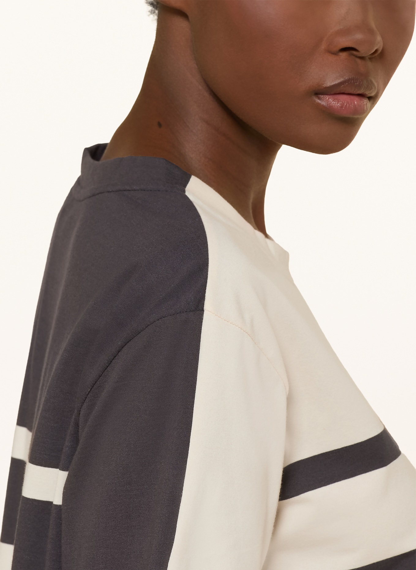 SCHIESSER Chemise de nuit CASUAL NIGHTWEAR: CRÈME / GRIS FONCÉ