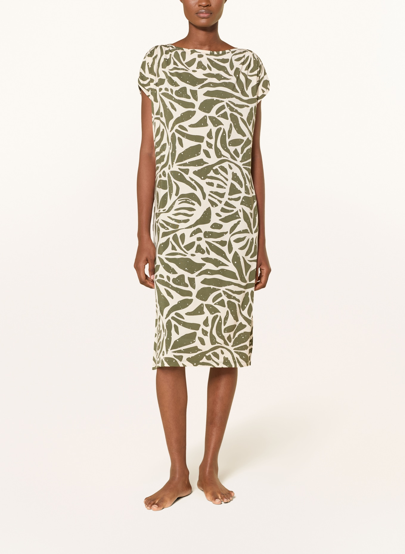 SCHIESSER Nachtjapon SELECTED PREMIUM: OLIJF / CRÈME