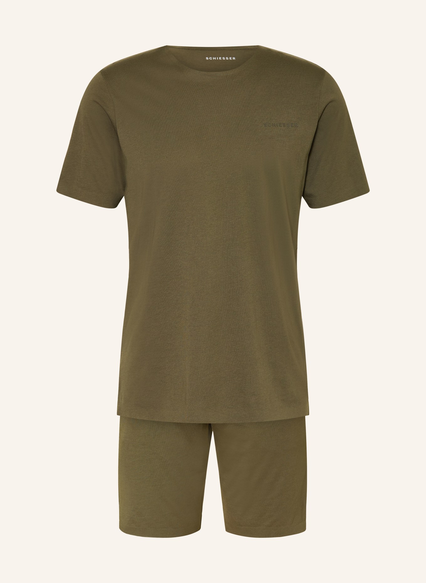 SCHIESSER Shorty-Schlafanzug MODERN BONDED: OLIV
