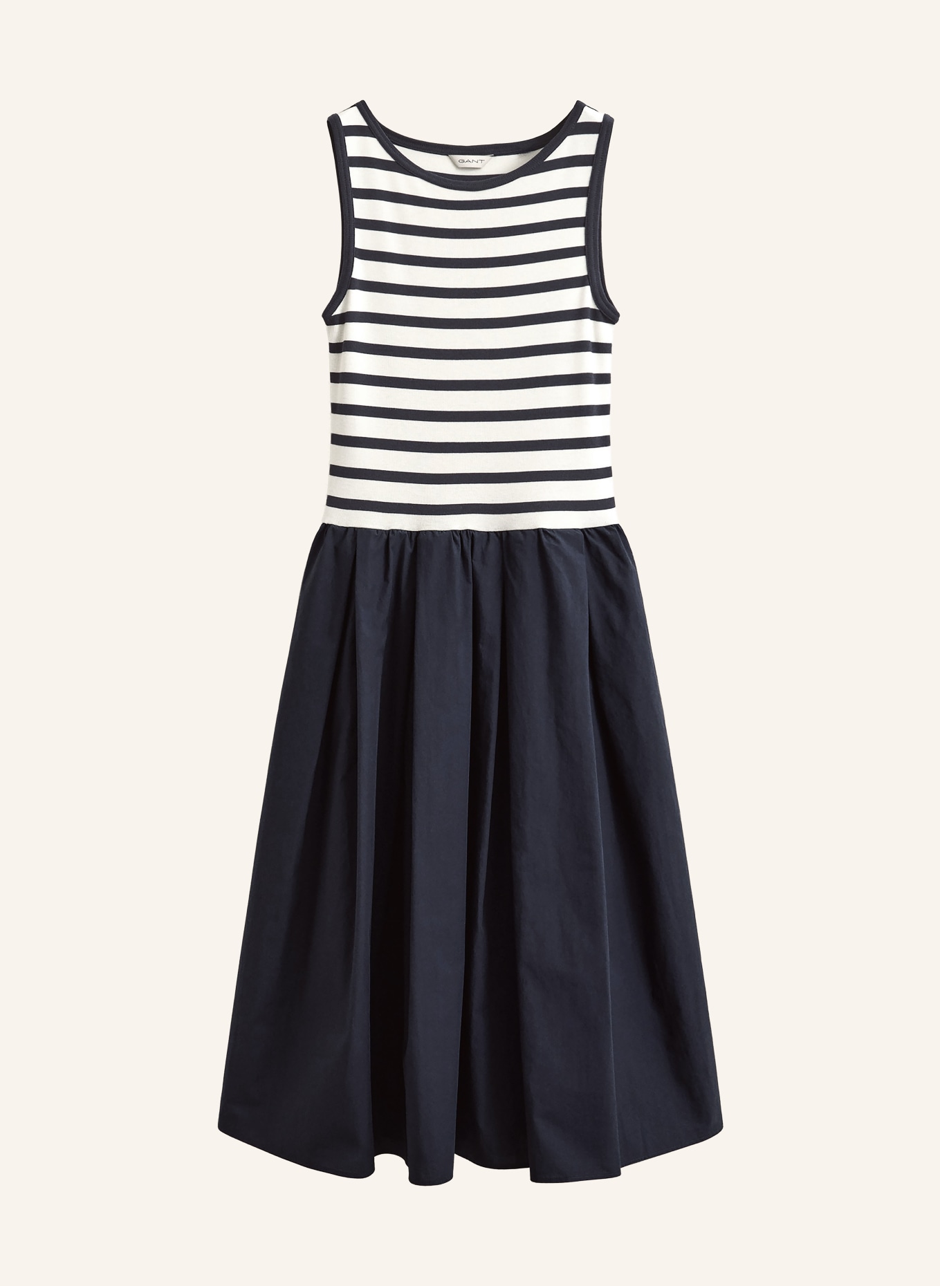 GANT Kleid im Materialmix: WEISS / DUNKELBLAU