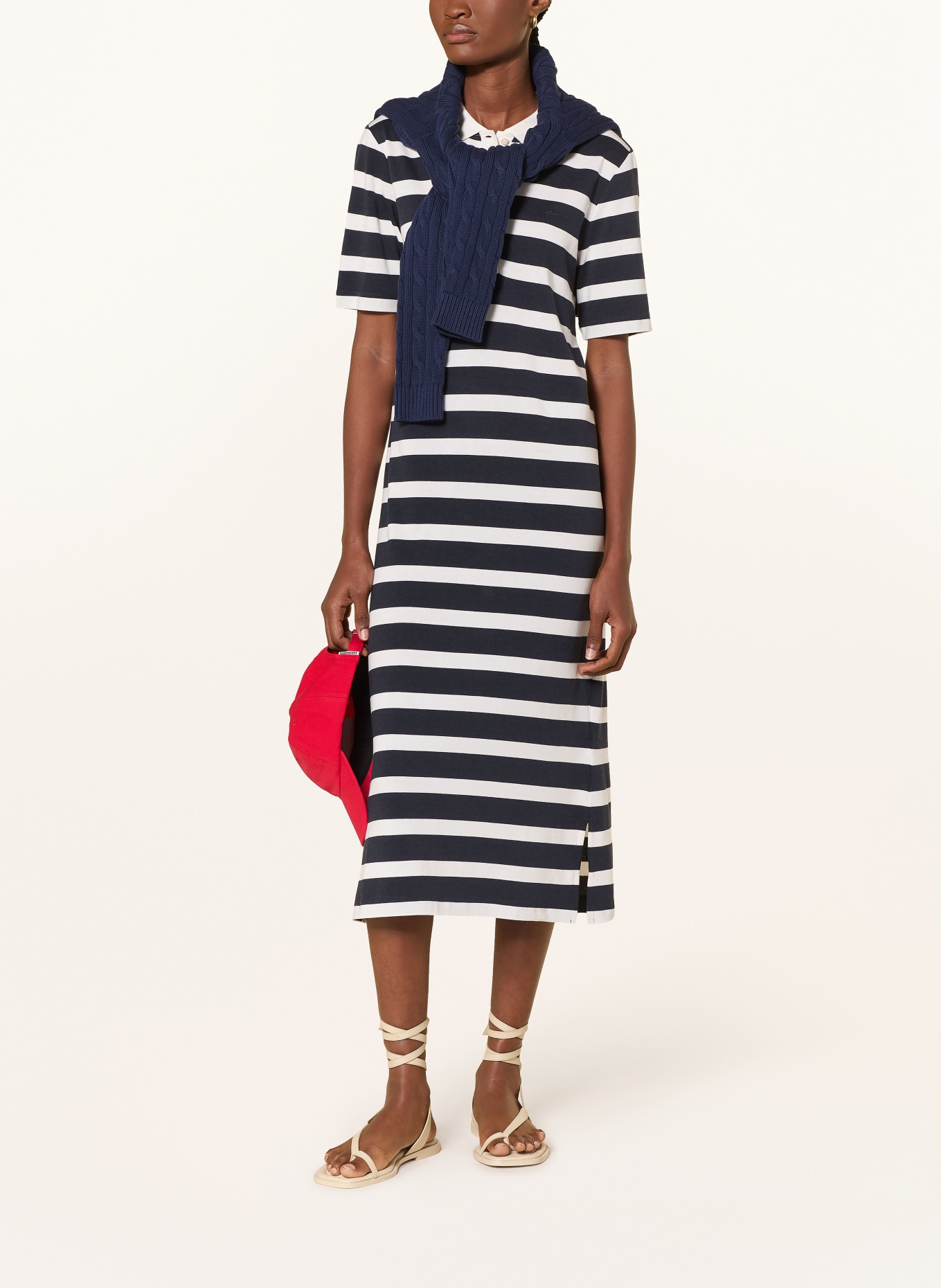 GANT Jersey-Polokleid: DUNKELBLAU / WEISS