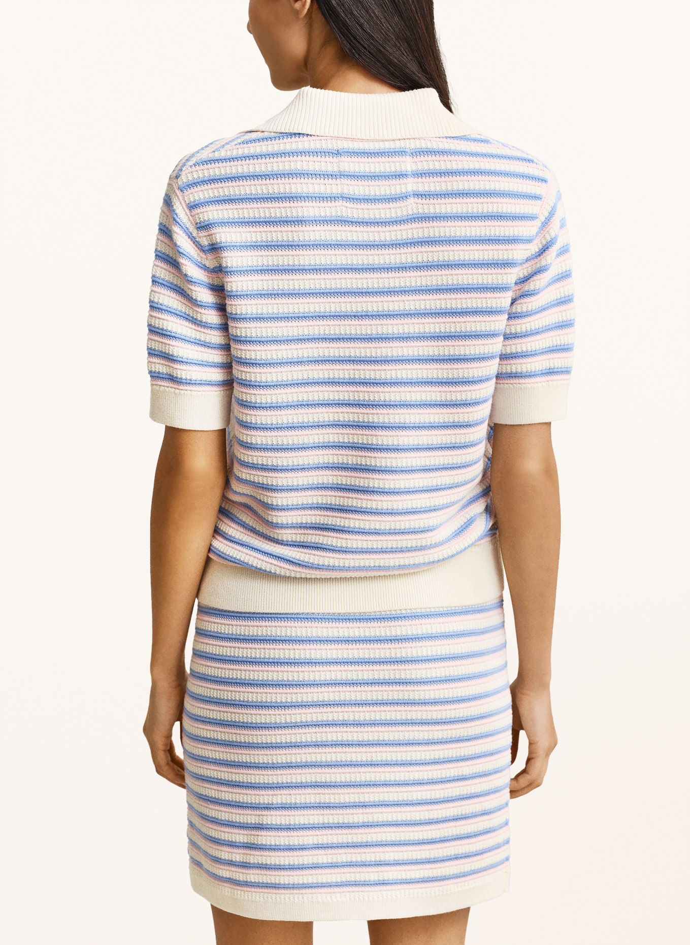 GANT Strick-Poloshirt: CREME / ROSÉ / HELLBLAU