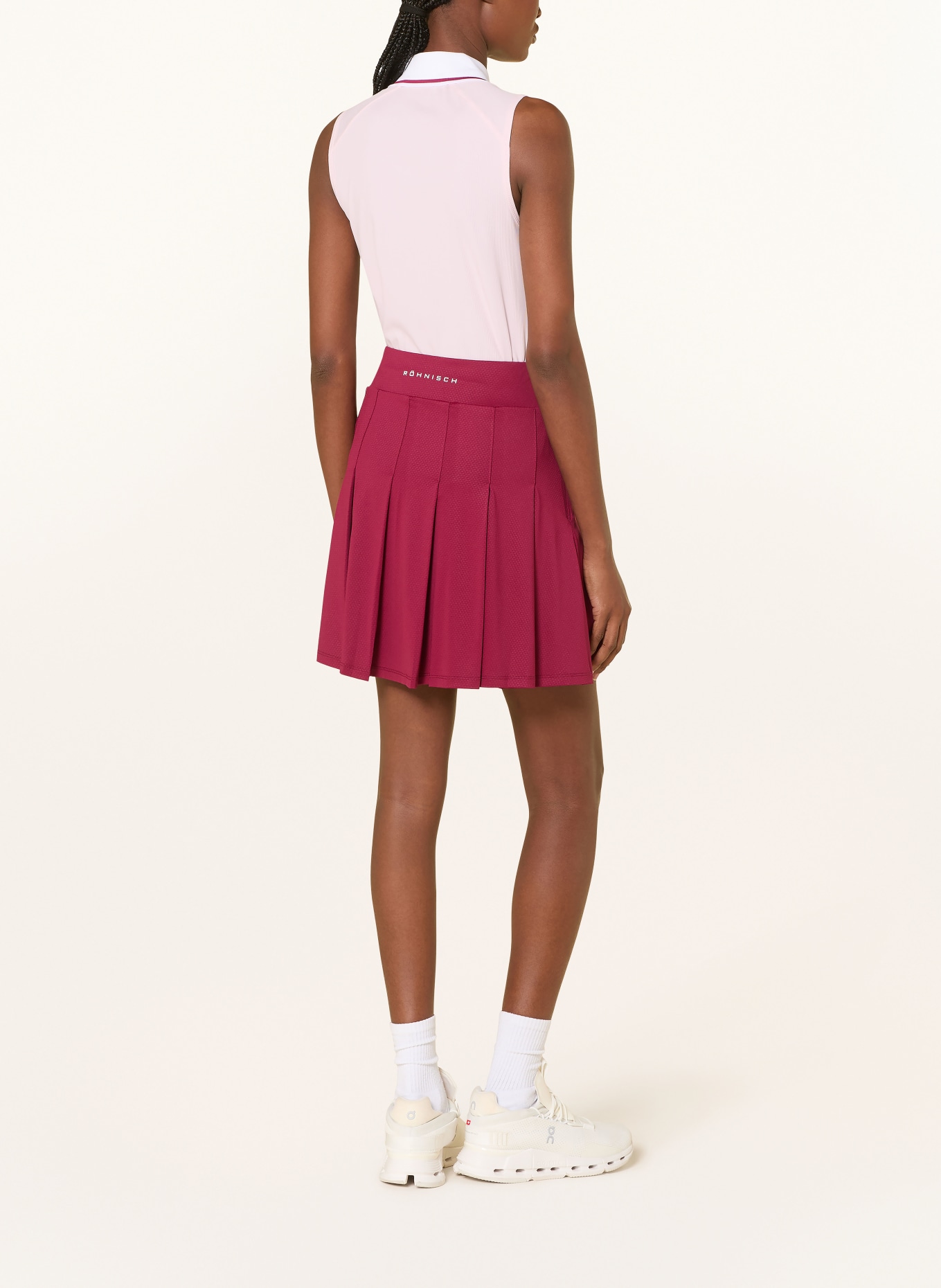 RÖHNISCH Jersey-Poloshirt: HELLROSA / DUNKELROT / WEISS