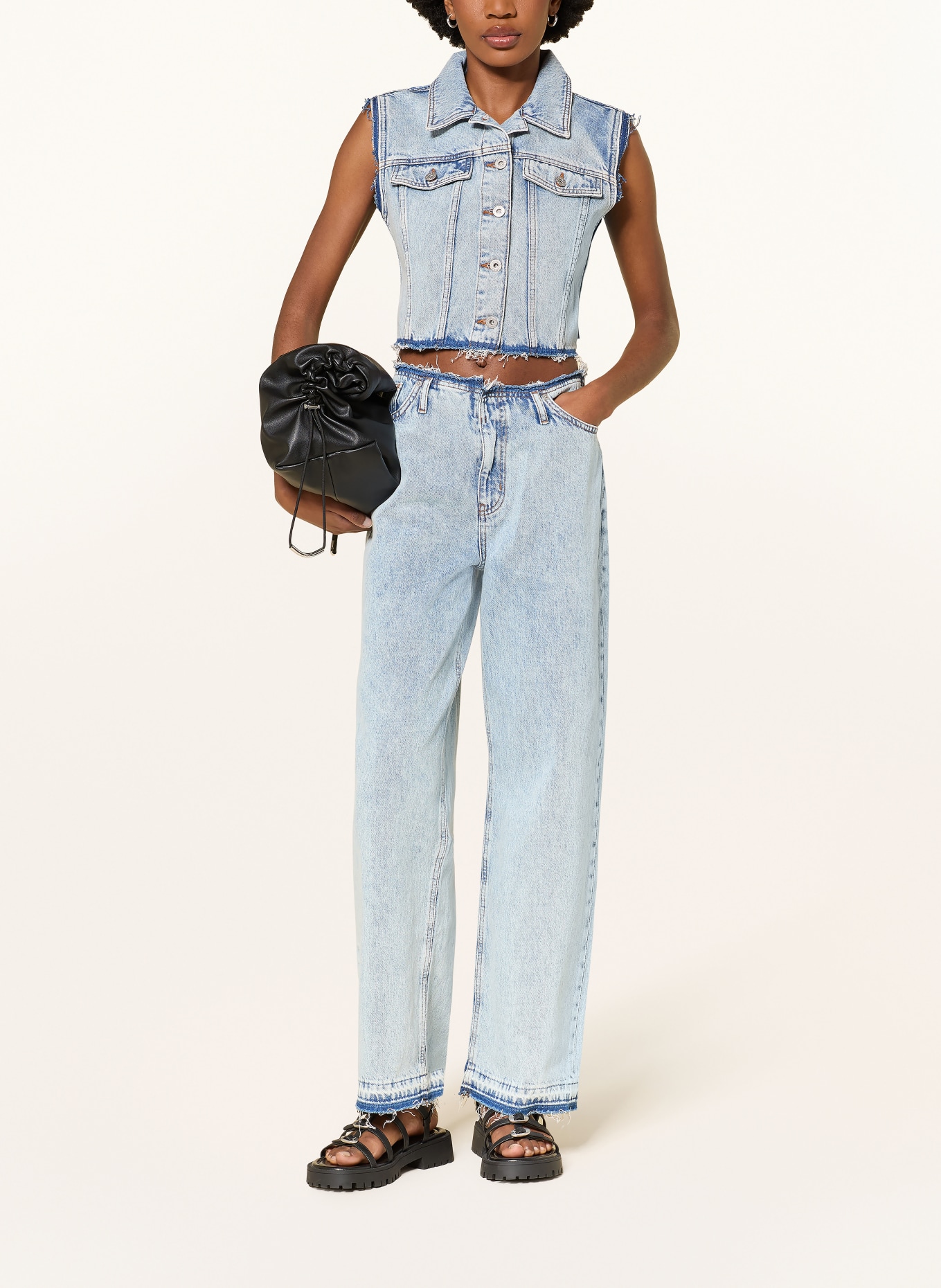 HUGO Dżinsy z szerokimi nogawkami LENI: 450 LIGHT/PASTEL BLUE