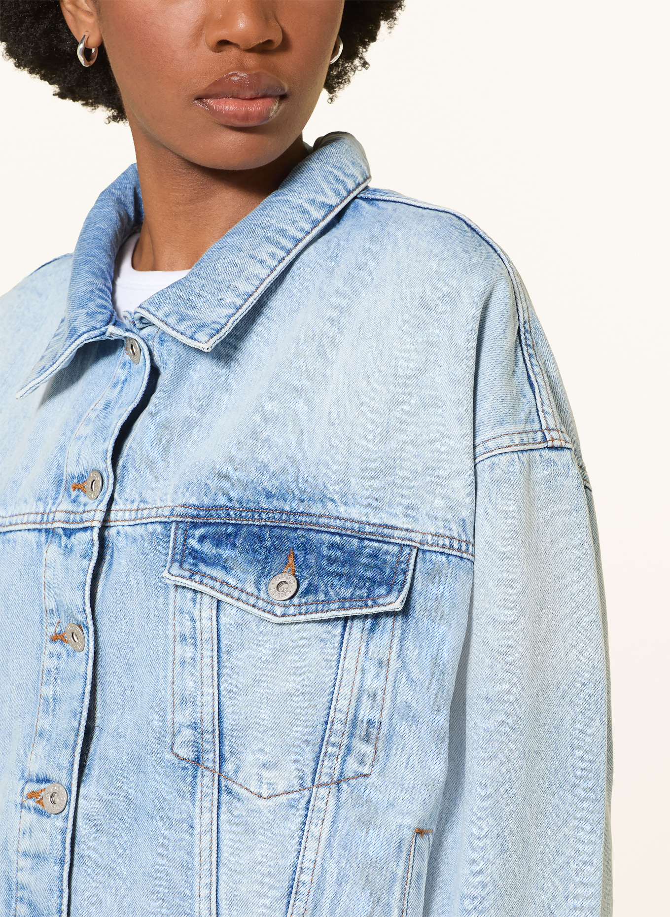 HUGO LOU denim jacket: 445 TURQUOISE/AQUA