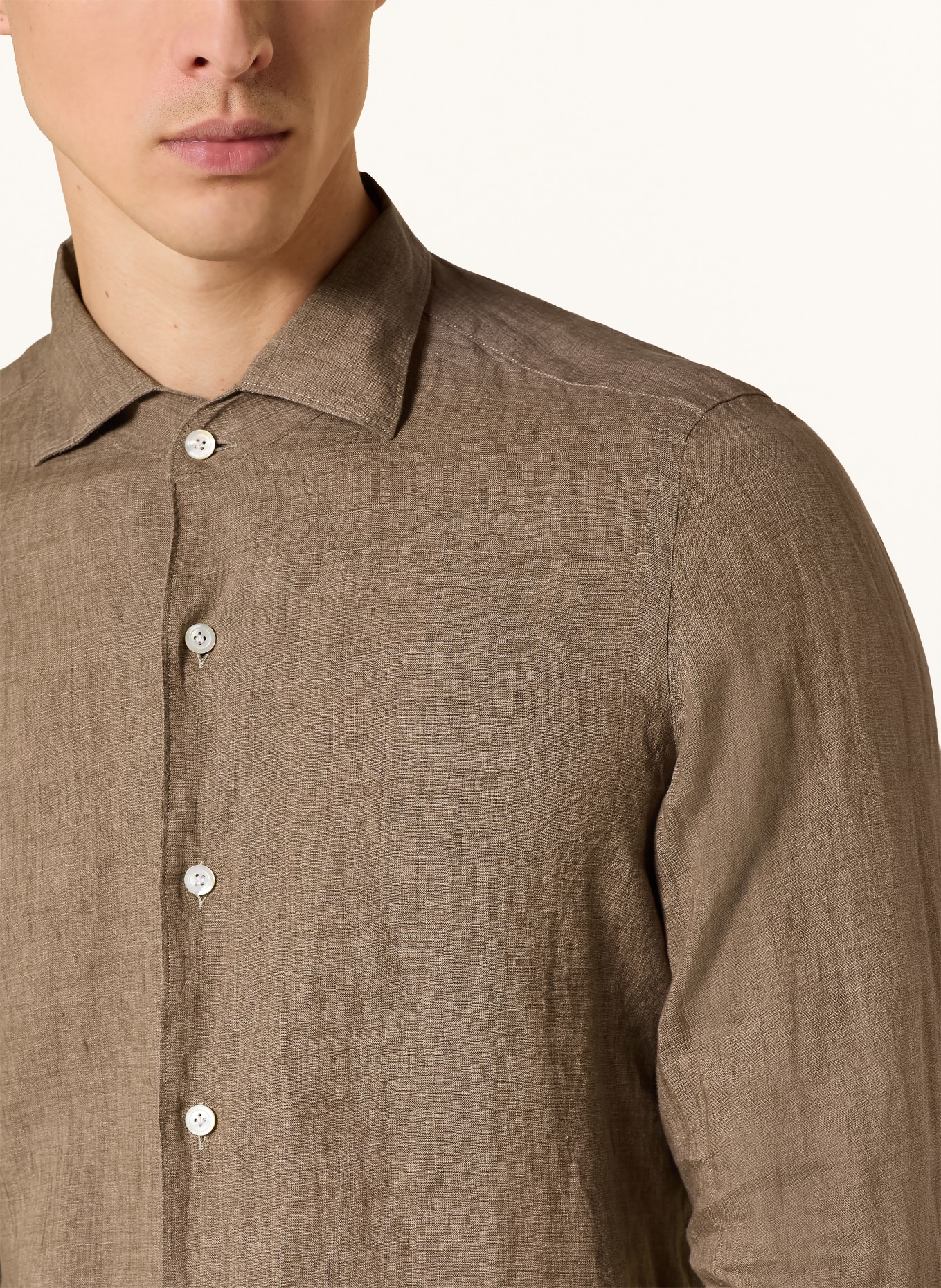 FINAMORE 1925 Koszula lniana TOKYO NICO Regular Fit: BRĄZOWY