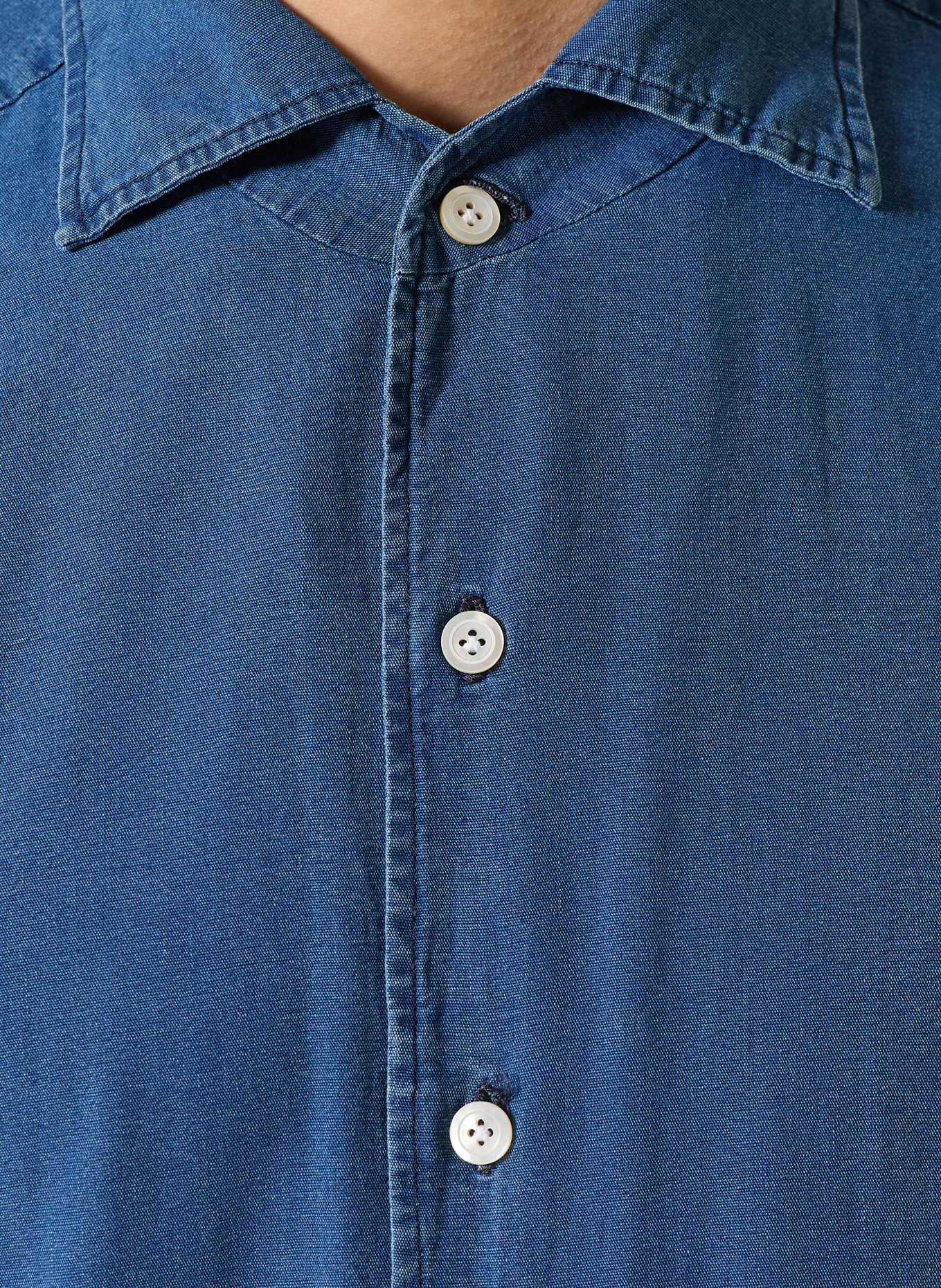 FINAMORE 1925 NAPOLI NICO Regular Fit Shirt in a Denim Look: BLUE
