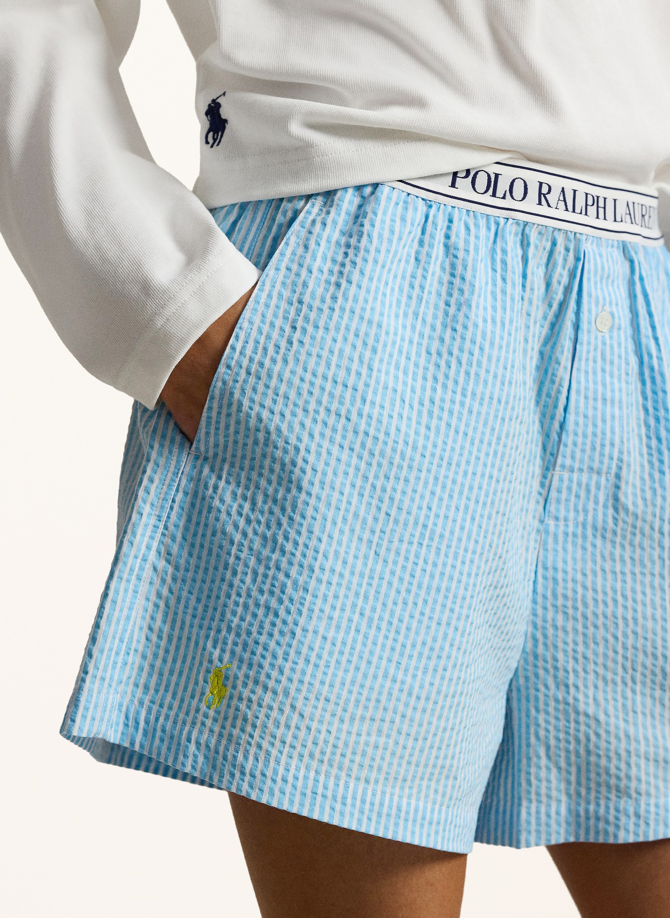POLO RALPH LAUREN short de nuit: BLEU CLAIR / BLEU FONCÉ / BLANC