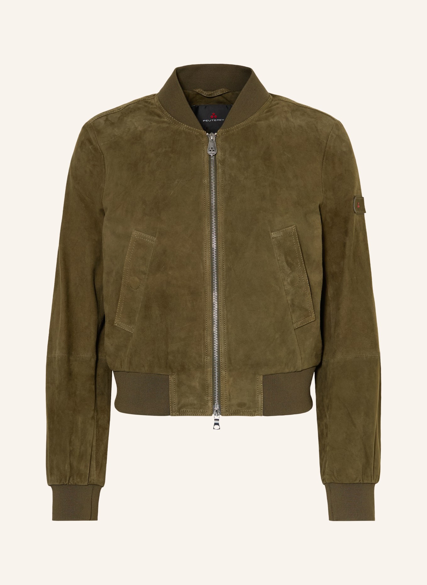 PEUTEREY Leren jas CHOISYA: OLIJF