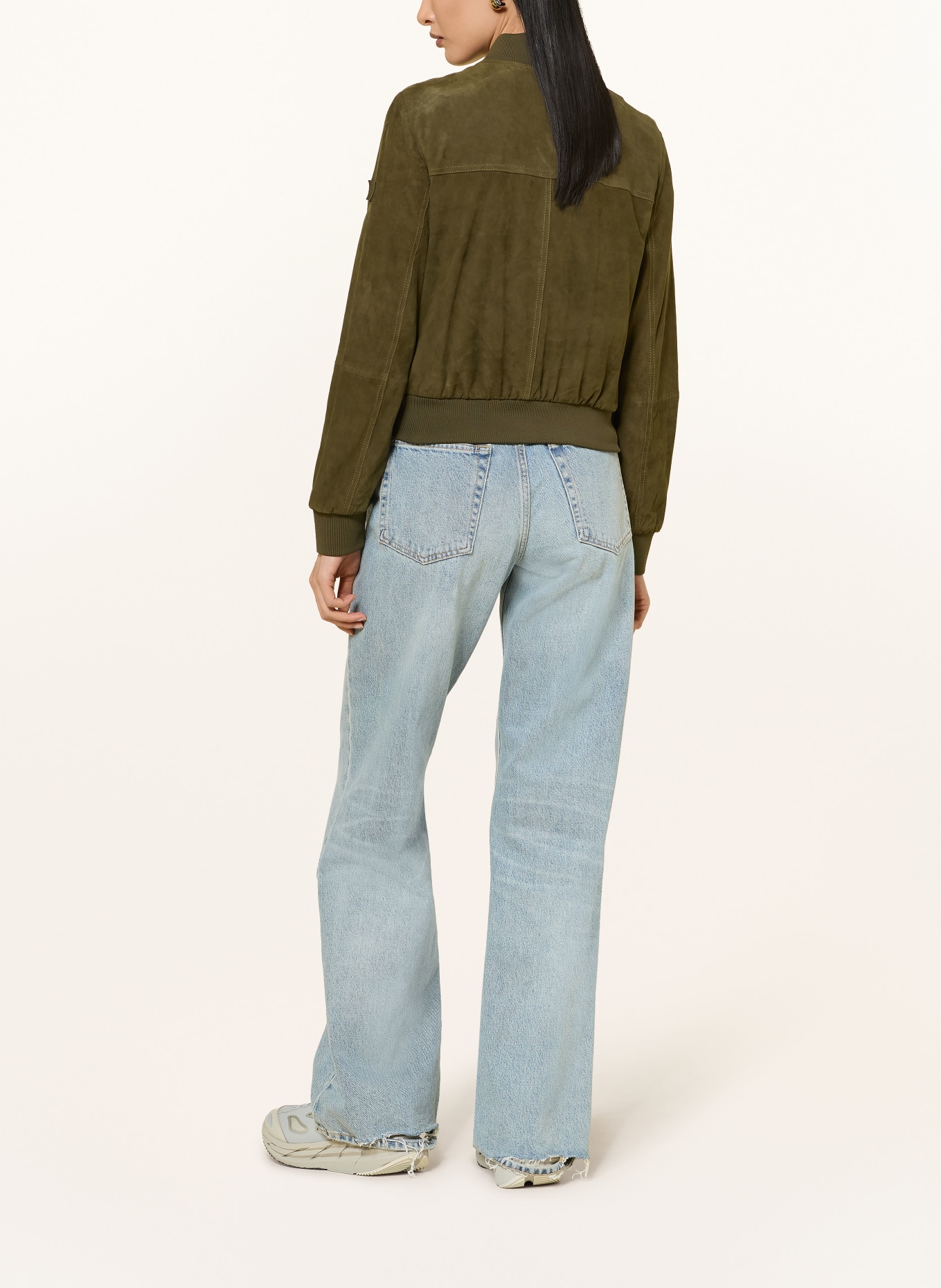 PEUTEREY Leren jas CHOISYA: OLIJF