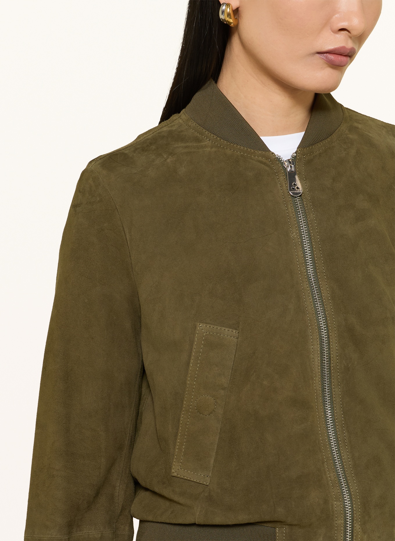 PEUTEREY Leren jas CHOISYA: OLIJF