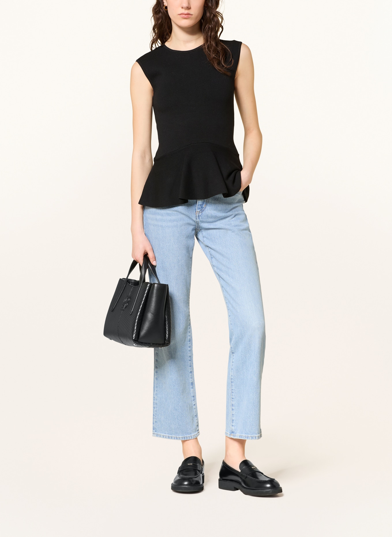 BOSS Bluzka z dżerseju FILLO: CZARNY