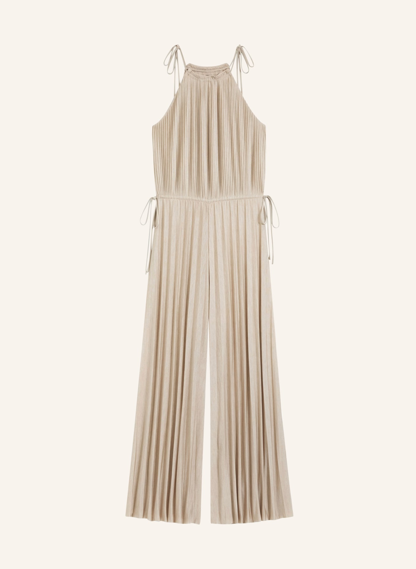 BOSS EDECKI jersey jumpsuit with pleats: BEIGE