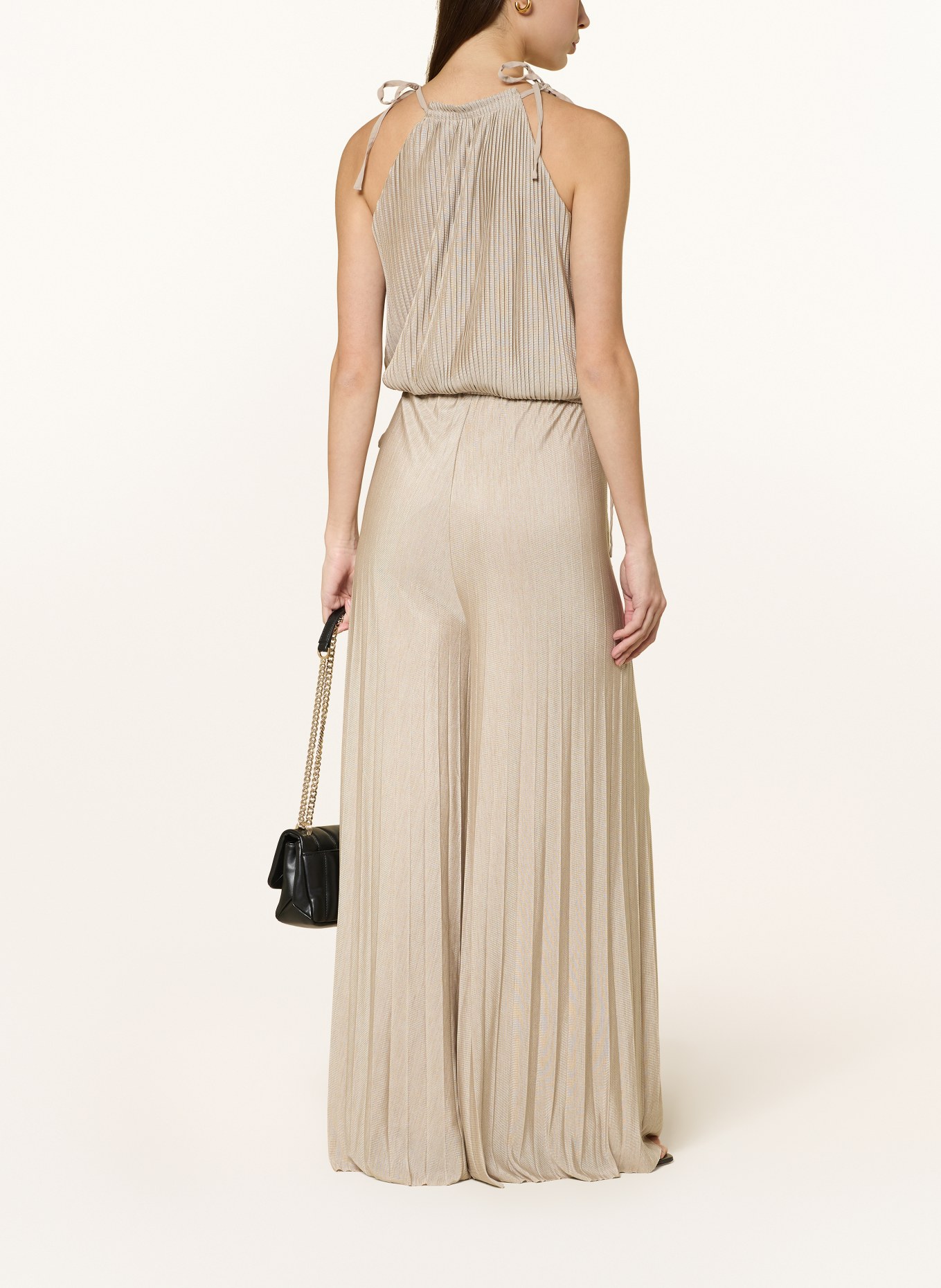 BOSS EDECKI jersey jumpsuit with pleats: BEIGE