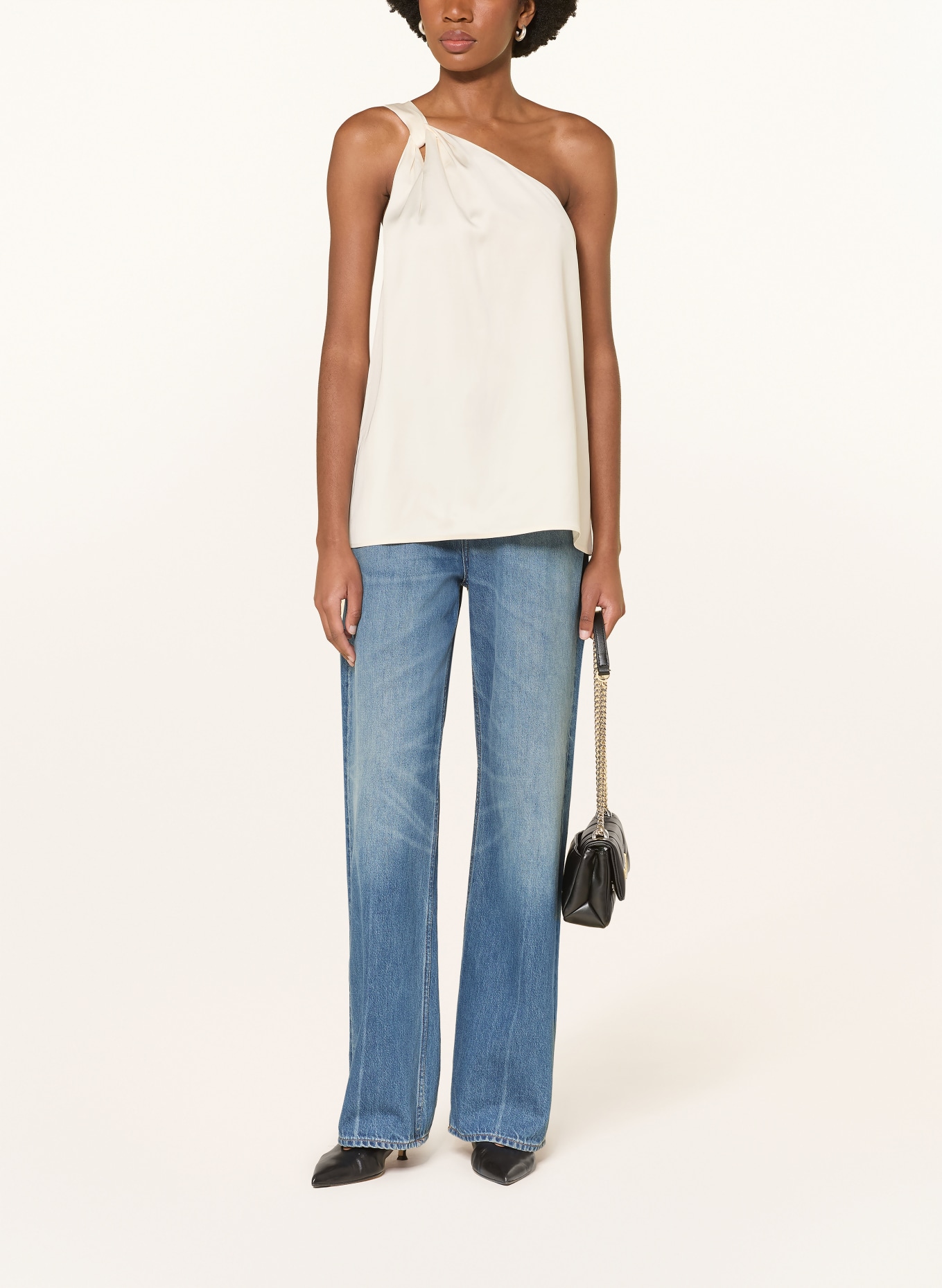 BOSS Top asymétrique BANTEA en satin: CRÈME