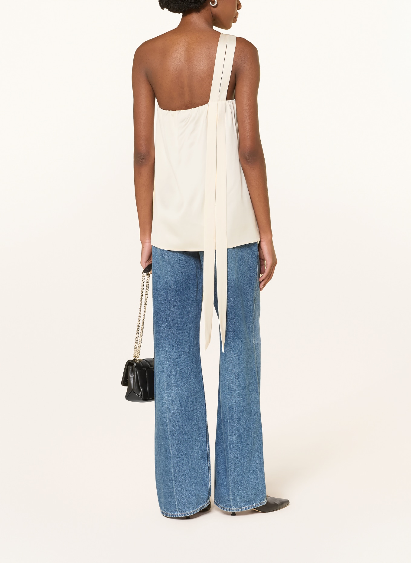 BOSS Top asymétrique BANTEA en satin: CRÈME