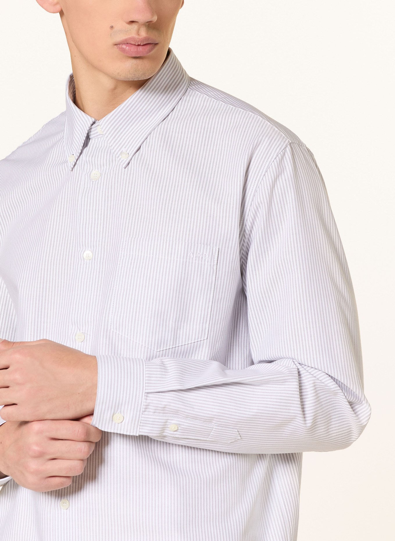 A.P.C. Overhemd CHEMISE Comfort Fit: TAUPE / WIT