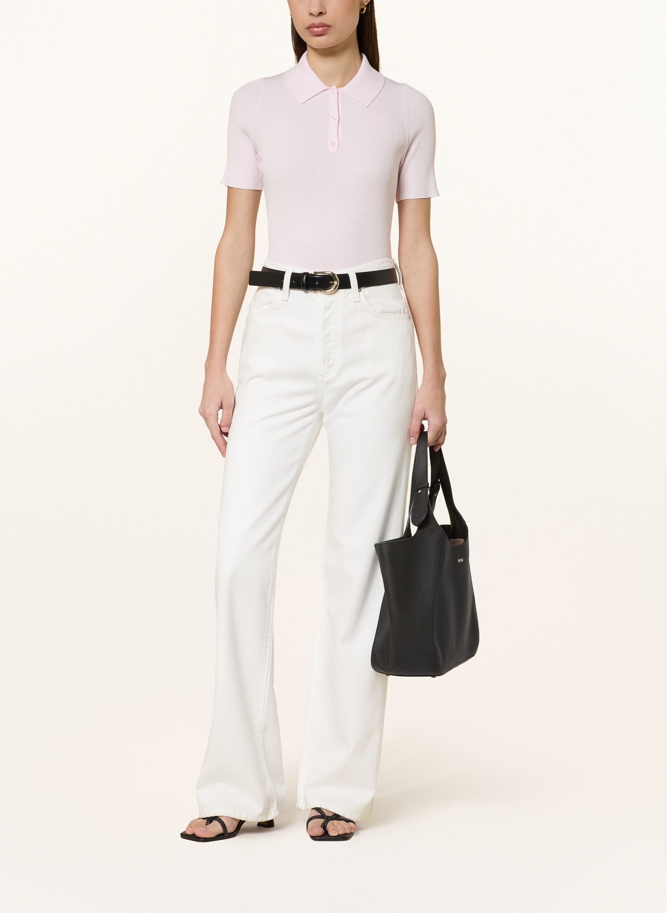 BOSS Gebreid poloshirt FESKUS: ROZE